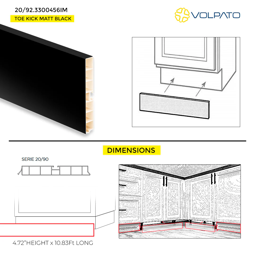 TOE KICK VOLPATO H120MM 4.72" H X 10.83' LONG MATTE BLACK - Image 3