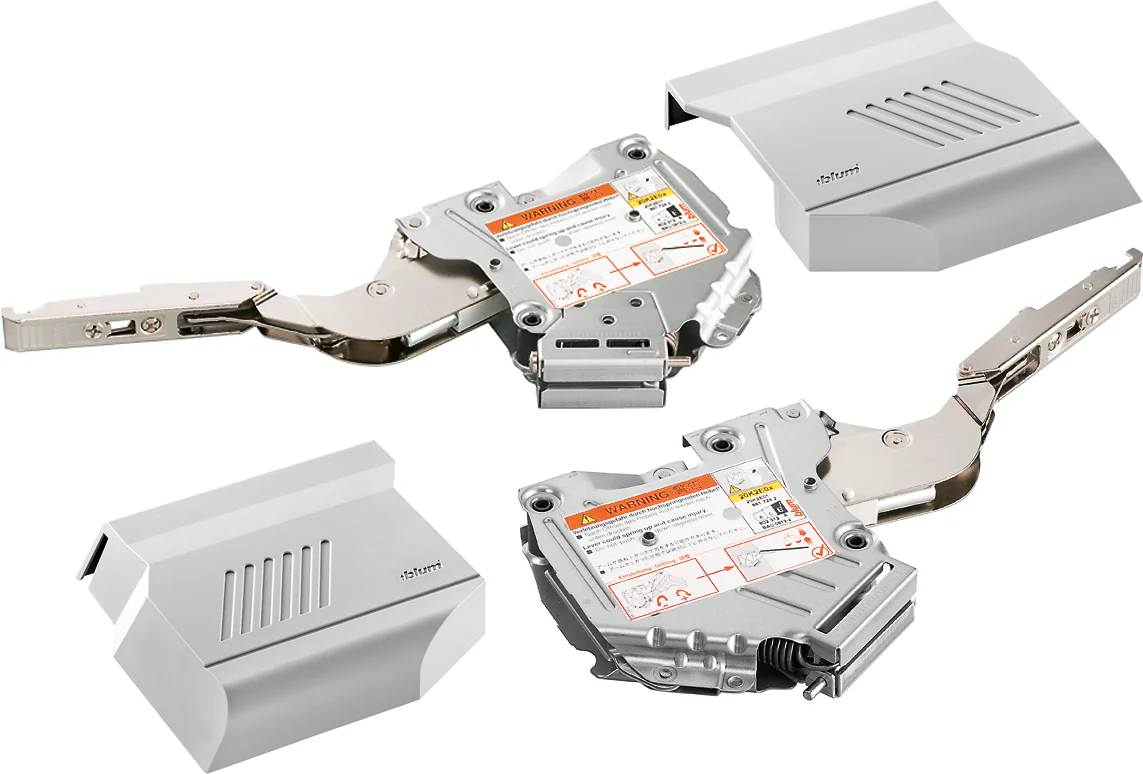 Aventos HK-S Stay Lift, Lift Mechanism (Set), PF=220-500 (With 2 Pieces), for Screwing On, For TIP-ON, Light Gray/Stainless Steel Brushed