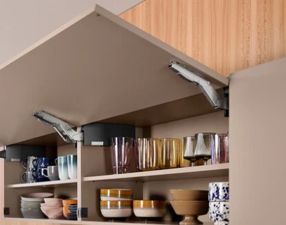 Cover Cap Set Aventos HF/Hs/HL Top, Plain, Right+Left, Light Gray/Stainless Steel Brushed - Image 2