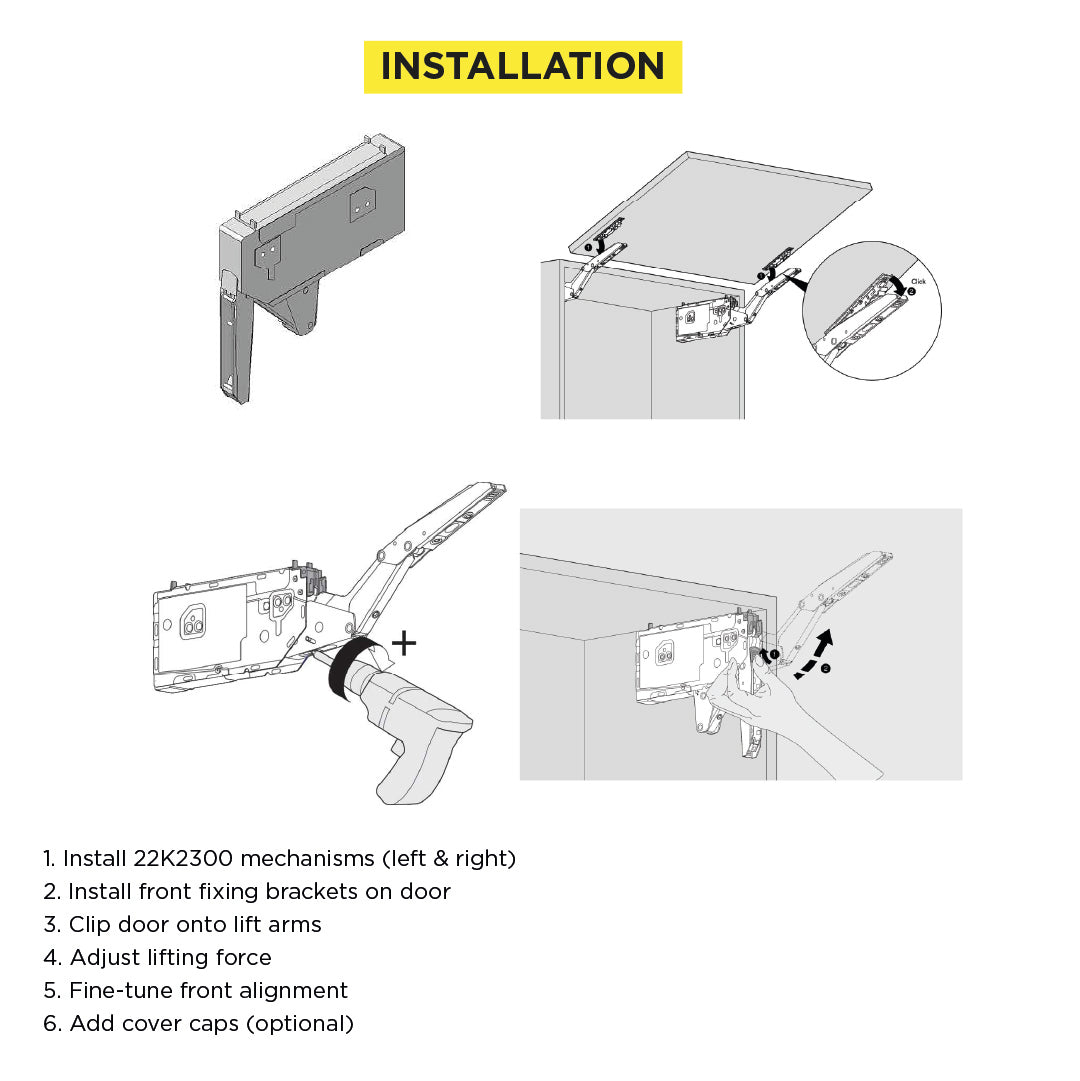 Aventos HK Top Stay Lift, Lift Mechanism (Set), PF=930-2800 (With 2 Pieces), for Screwing On, For TIP-ON, Zinc-Coated - Image 4