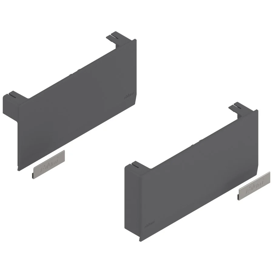 Aventos HK Top Stay Lift, Cover Cap Large, Plain, Right+Left, Deep Gray/Stainless Steel Brushed
