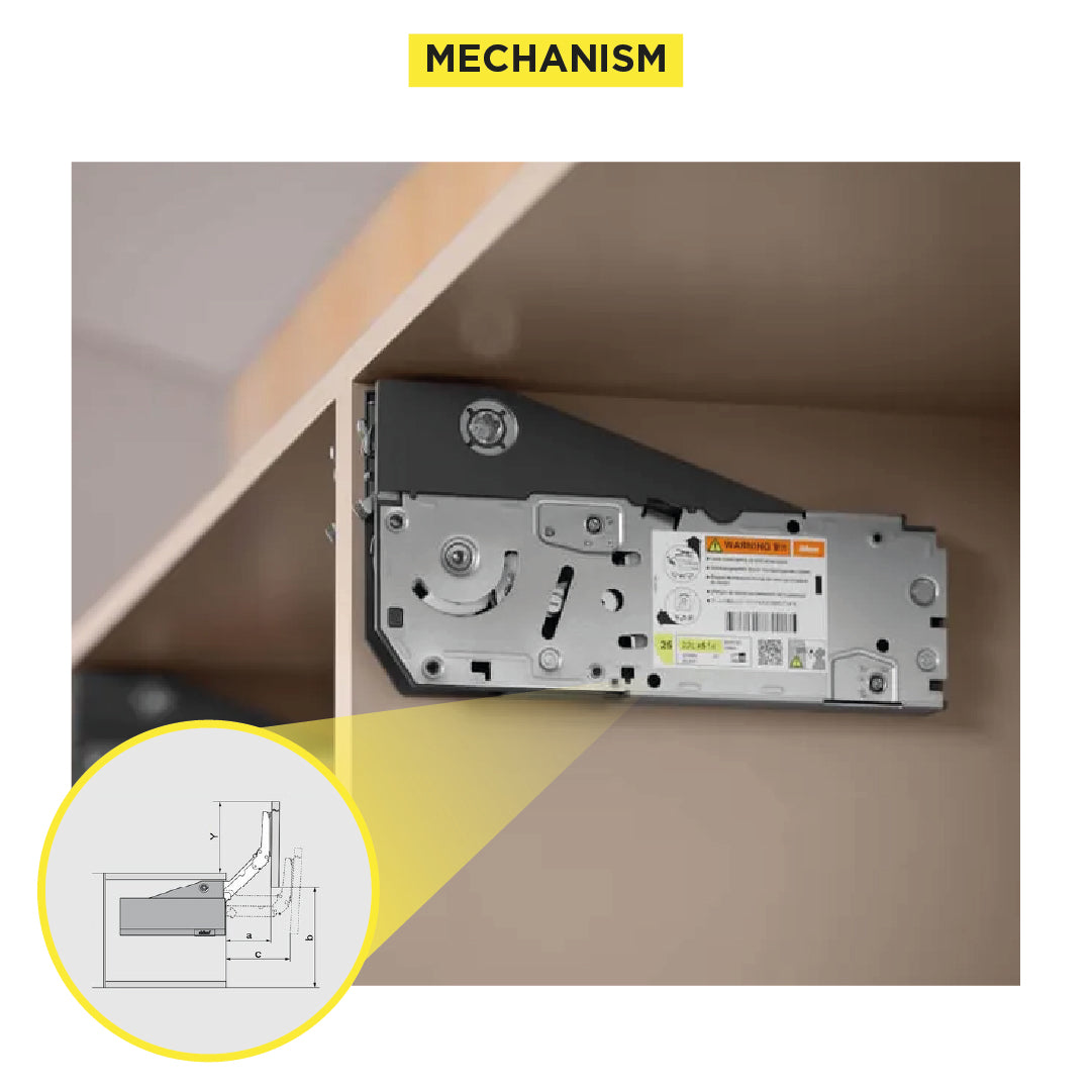 Aventos HL Top Lift Up, Lift Mechanism (Set), CH=300-389 mm (11-13/16" - 15-5/16"), for Screwing On, Suitable For SERVO-DRIVE, Zinc-Coated - Image 2