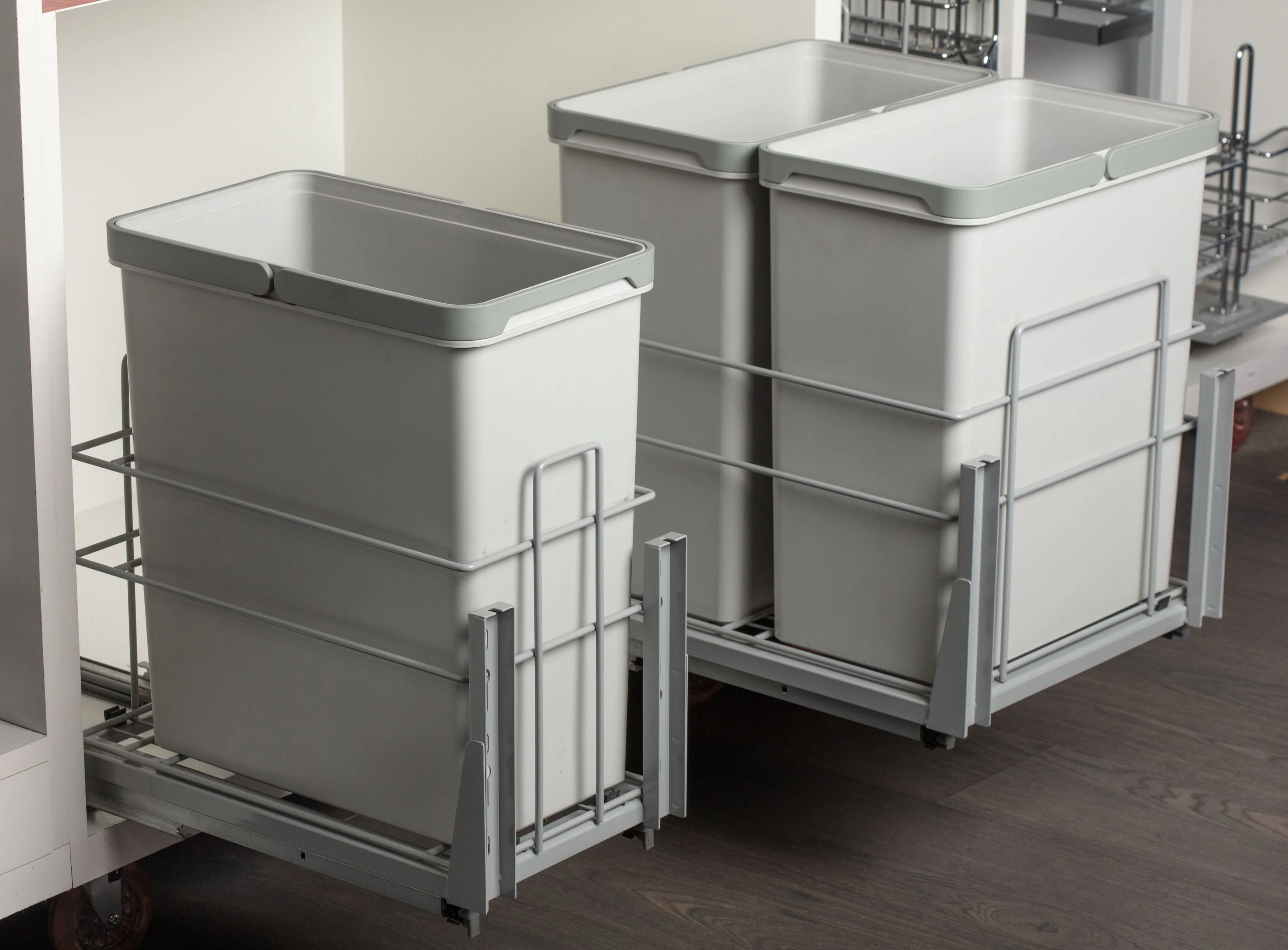 Double Waste Bin 2X28L Soft Close Gray - Image 3