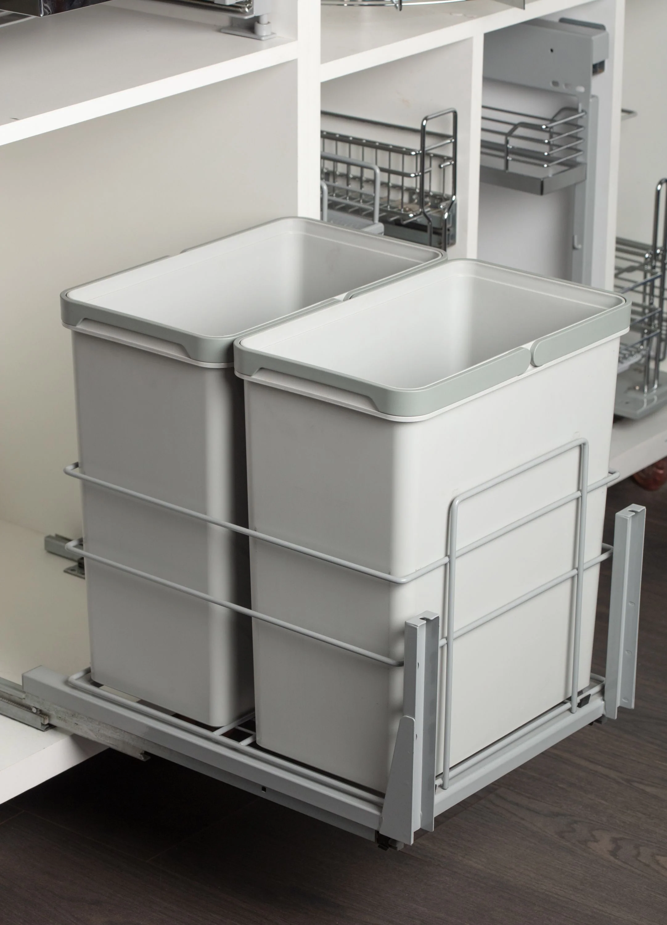 Double Waste Bin 2X28L Soft Close Gray - Image 4