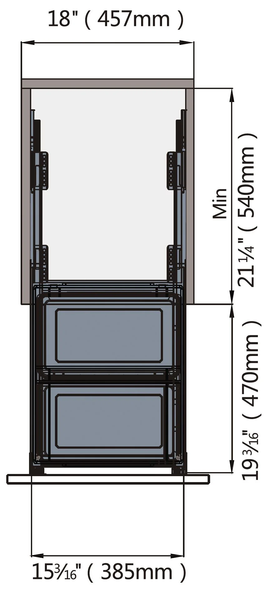 Double Waste Bin 2X28L Soft Close Gray - Image 6