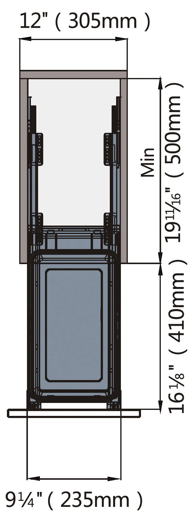Single Waste Bin 1X28L Soft Close Gray (9 1/4 X 18 1/8 X 19 7/10) - Image 4