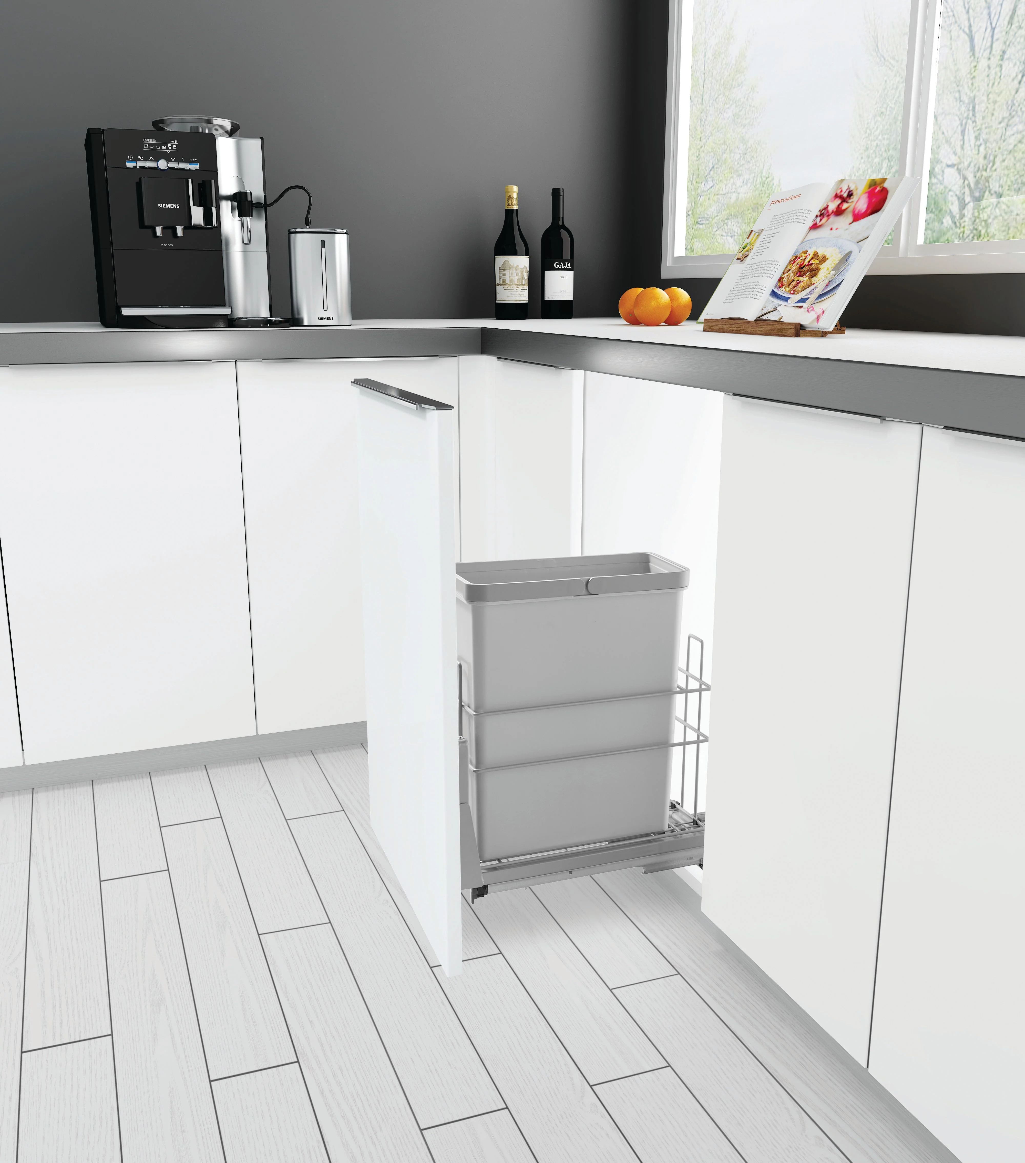 Single Waste Bin 1X28L Soft Close Gray (9 1/4 X 18 1/8 X 19 7/10) - Image 5