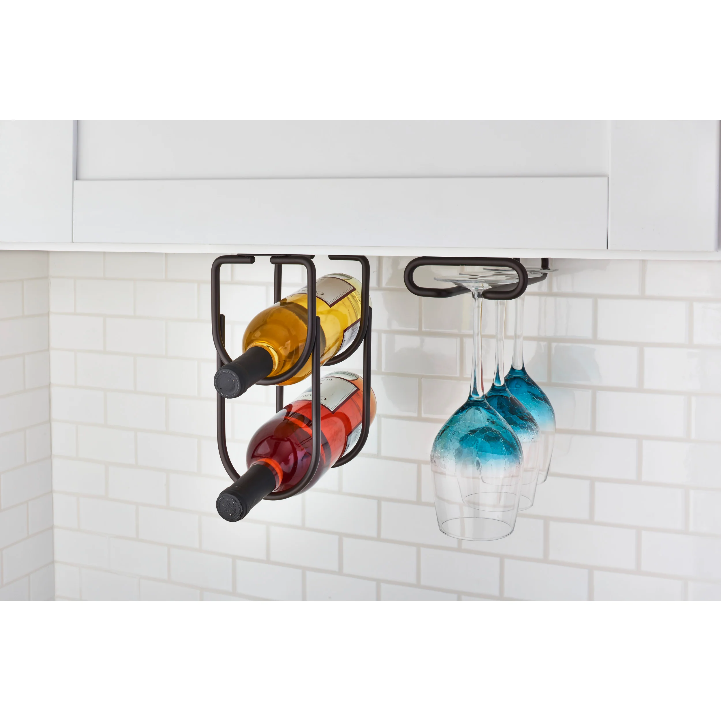 Oil Rubbed Bronze Under Cab Dbl Wine Bottle Holder Oil Rubbed Bronze  4.25 in (108 mm) W x 9 in (229 mm) D x 9 in (229 mm) H - Image 2