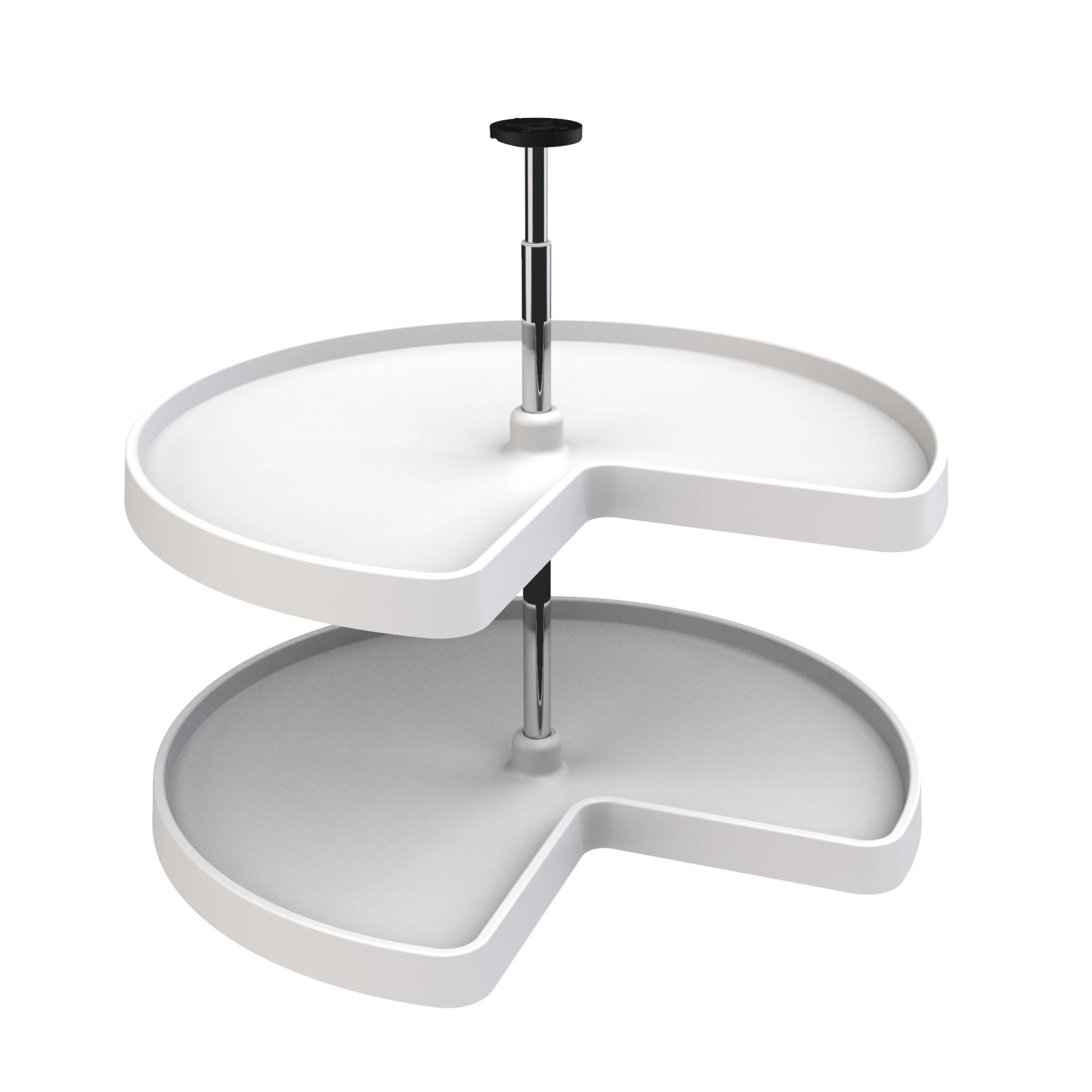 28 in White Polymer Kidney Lazy Susans 2-Shelf White 28 in (711 mm) W x 28 in (711 mm) D x 26 in (660 mm) H
