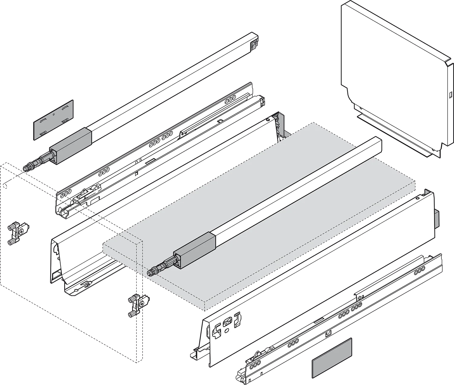 TANDEMBOX waste/recycle set for 15" minimum opening width