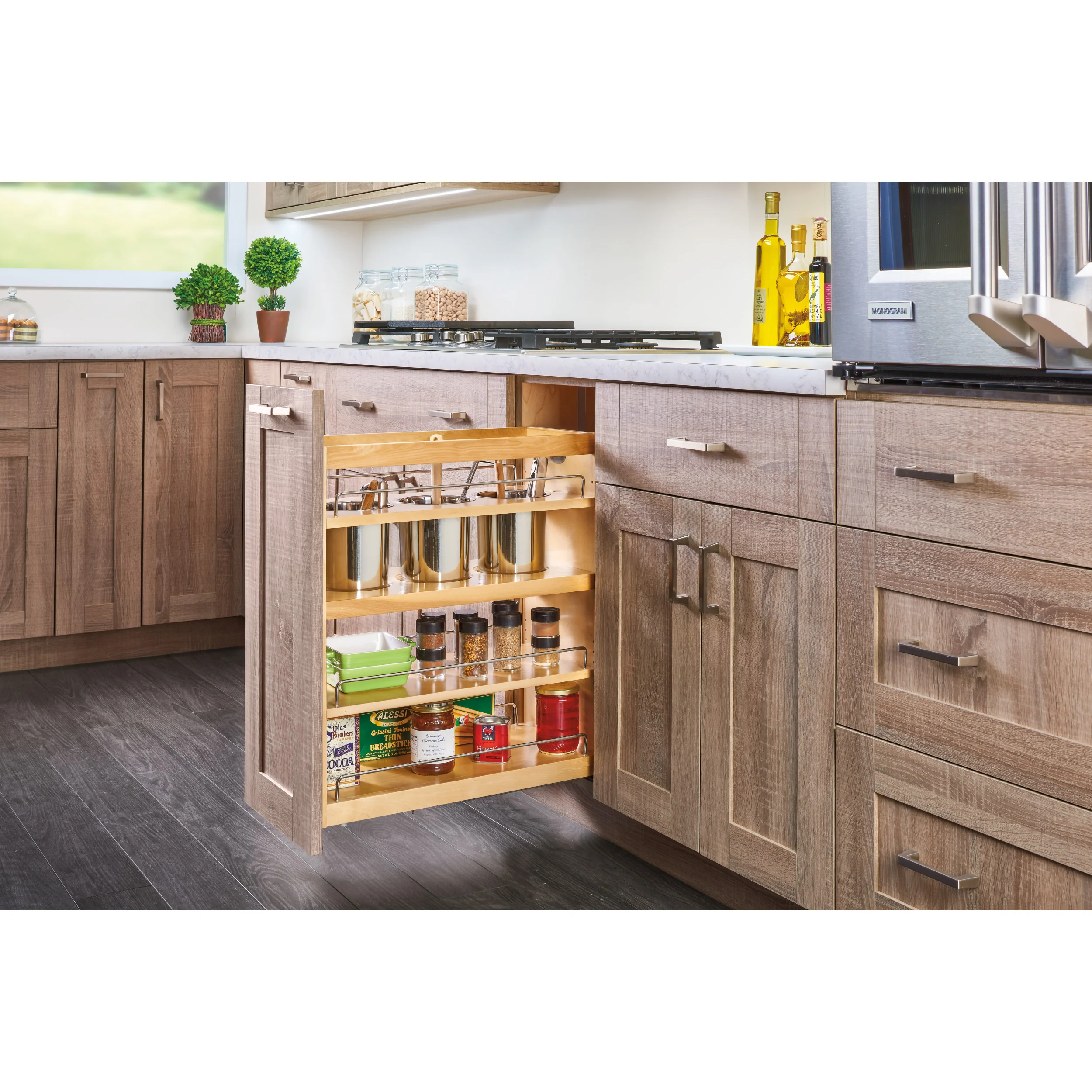 10.5 in Base Cabinet Organizer w/ 3 Utensil Bins Natural  10.5 in (267 mm) W x 21.81 in (554 mm) D x 25.25 in (641 mm) H - Image 4