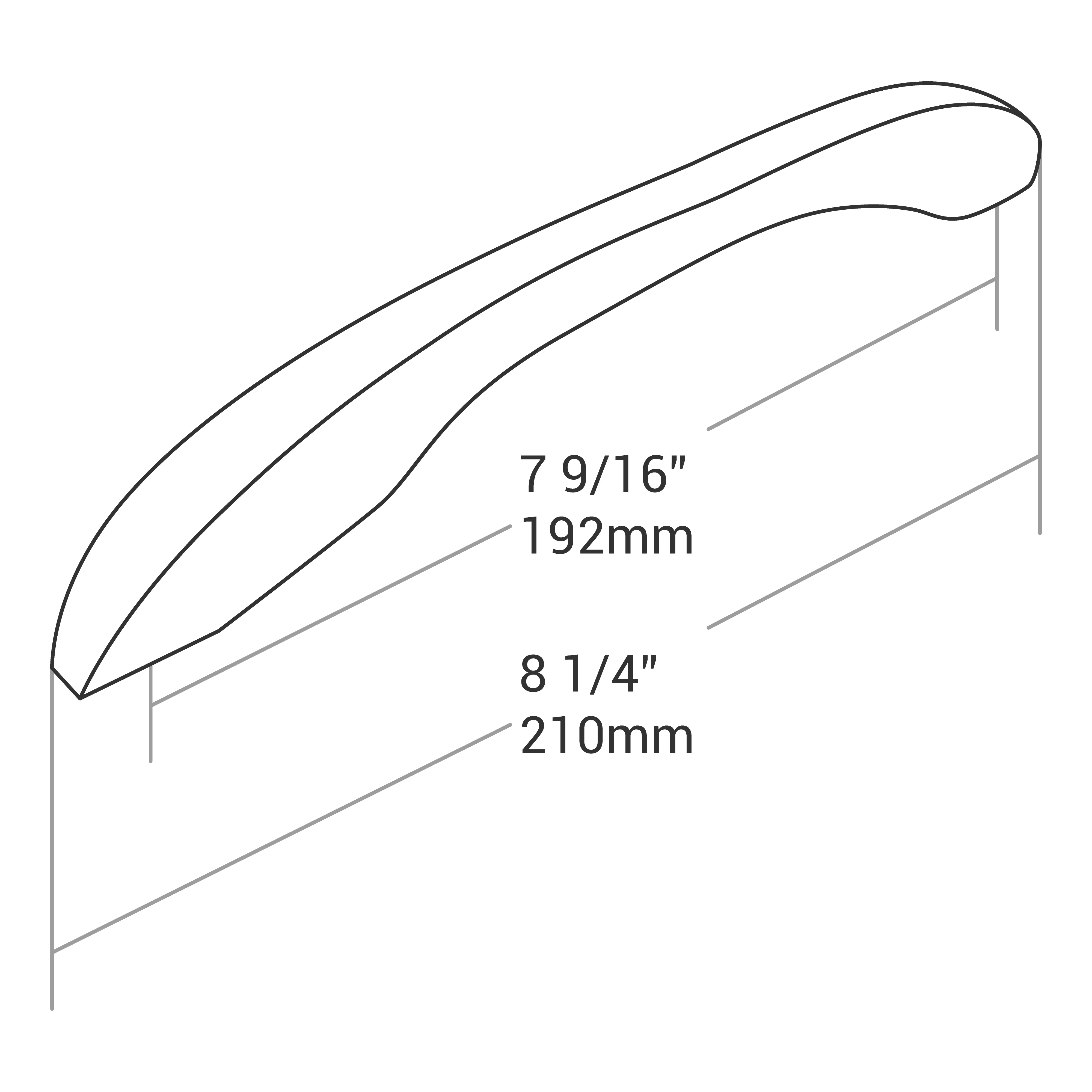 Handle Zinc C/C 192mm, O/A 210mm Chrome