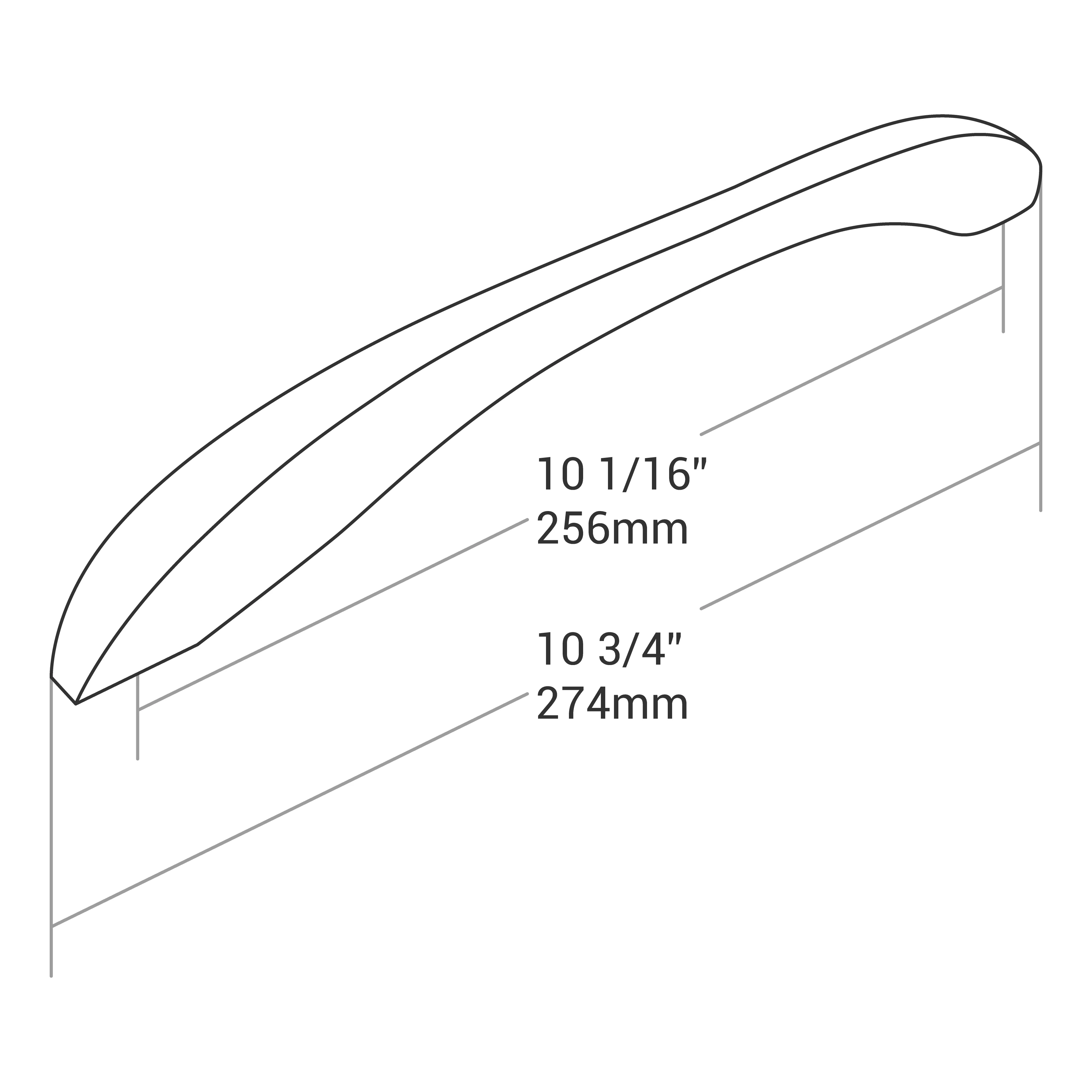 Handle Zinc C/C 256mm, O/A 274mm Chrome - Image 6