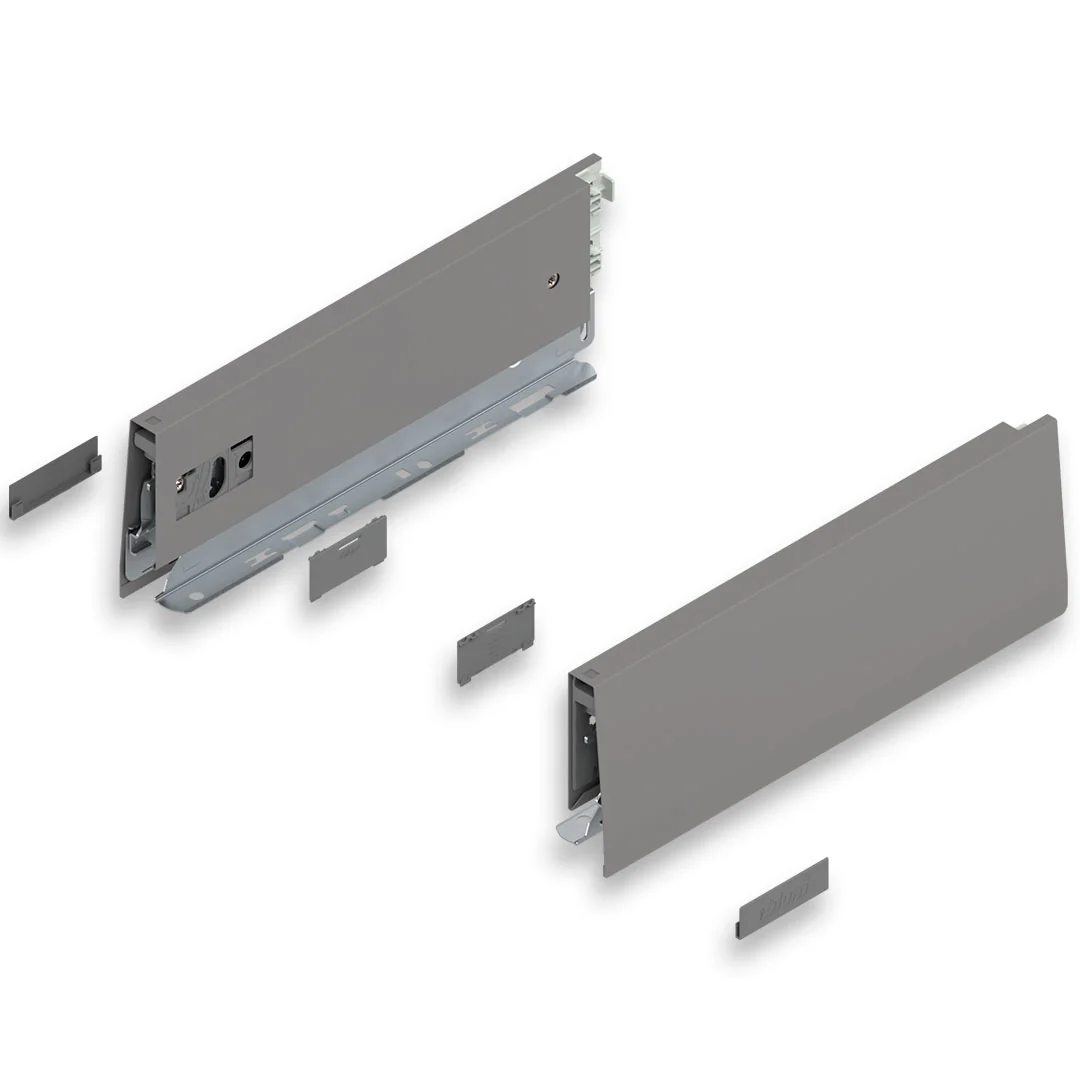 MERIVOBOX INDIUM GRAY drawer side, height M (91 mm), NL=270 mm, right+left