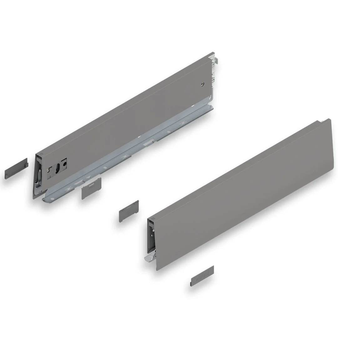 MERIVOBOX INDIUM GRAY drawer side, height M (91 mm), NL=400 mm, right+left