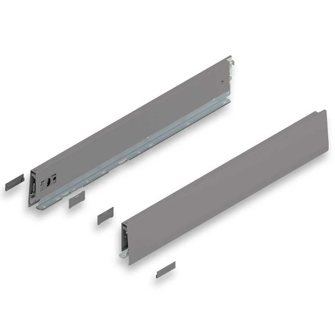 MERIVOBOX INDIUM GRAY drawer side, height M (91 mm), NL=550 mm, right+left
