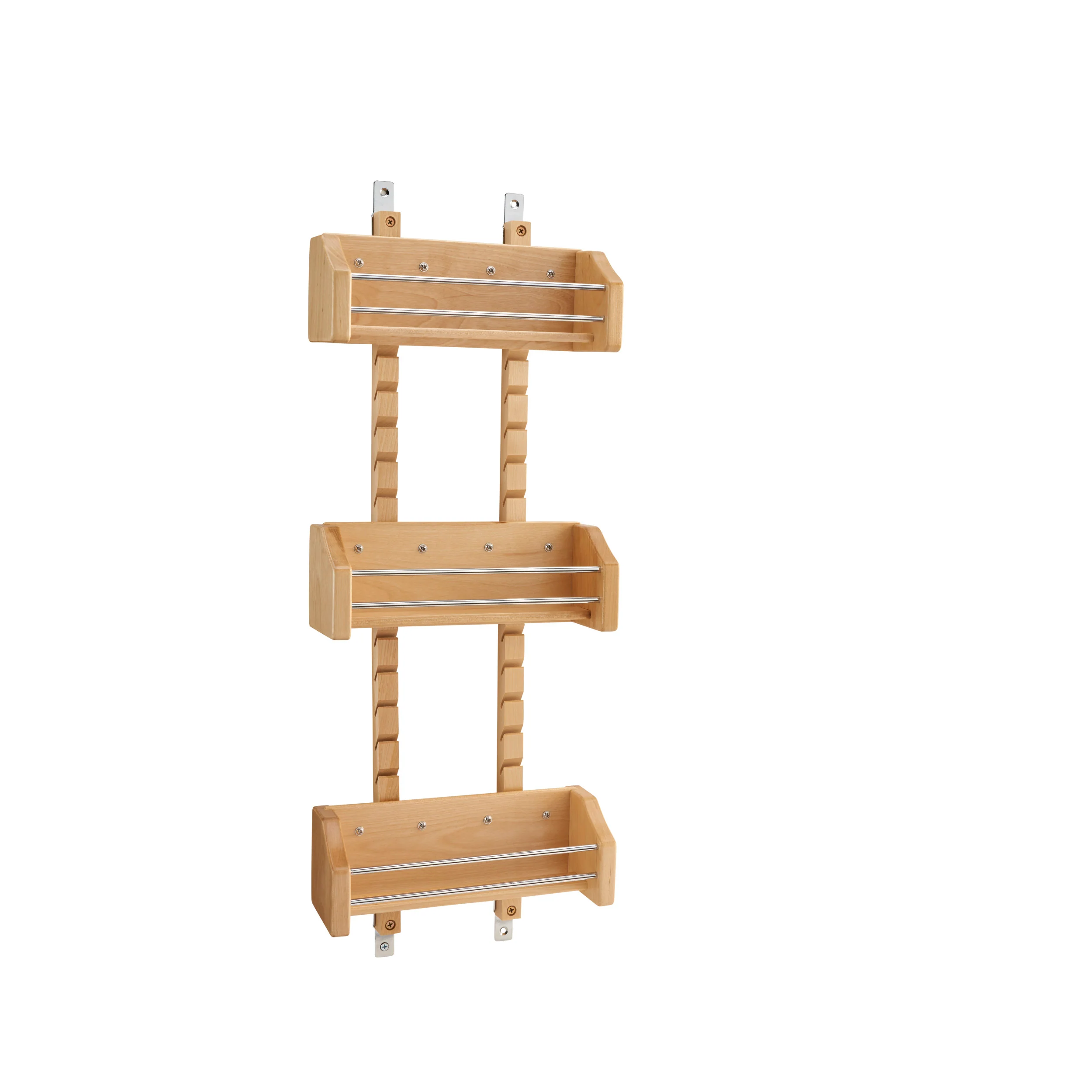 Small Adjustable Door mount Spice Rack Natural with 3 bins 10.13 in (257 mm) W x 4 in (102 mm) D x 25 in (635 mm) H - Image 5