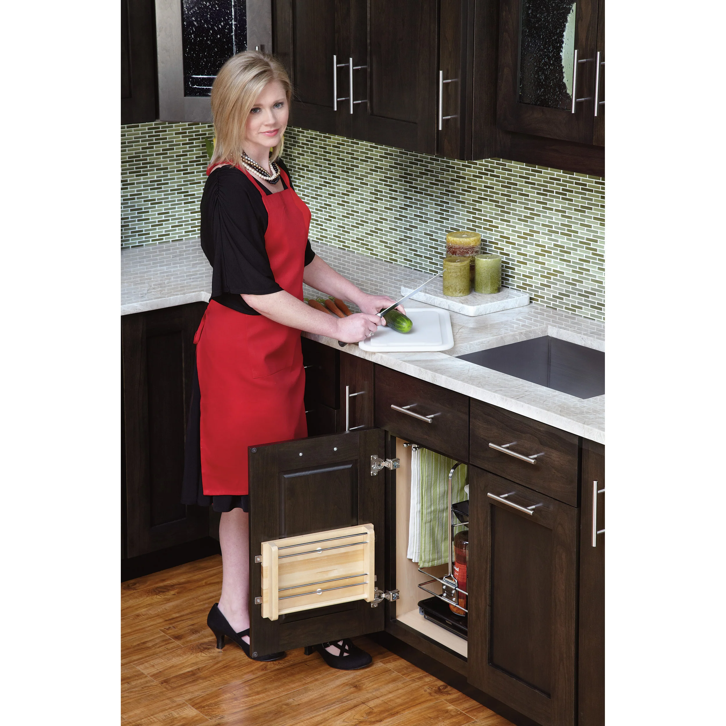 Door mount Polymer Cutting Board Natural 14.75 in (375 mm) W x 2 in (51 mm) D x 16.44 in (418 mm) H - Image 7