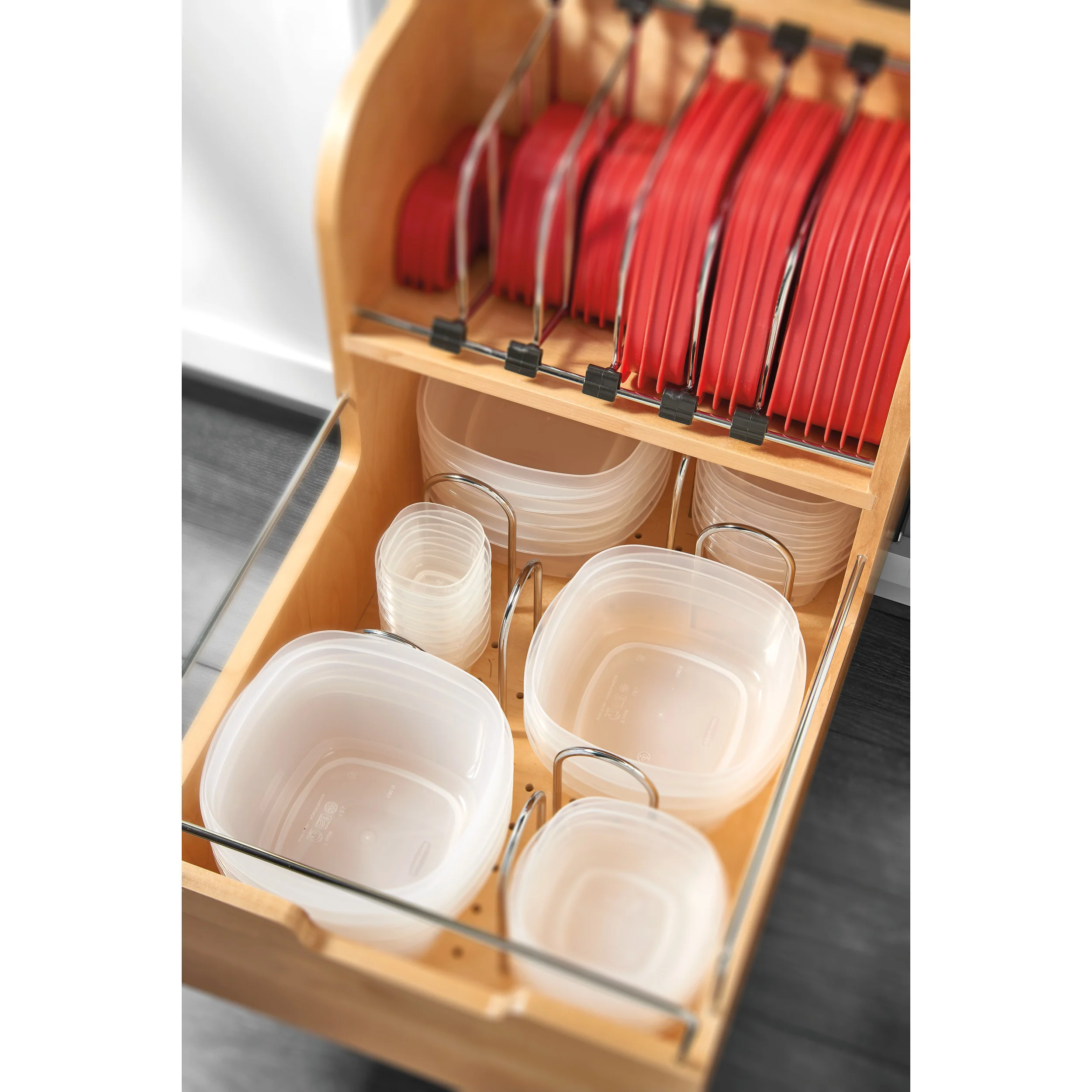 Food Storage Container Organizer Soft Close Natural 20.5 in (521 mm) W x 21.25 in (540 mm) D x 18.88 in (480 mm) H