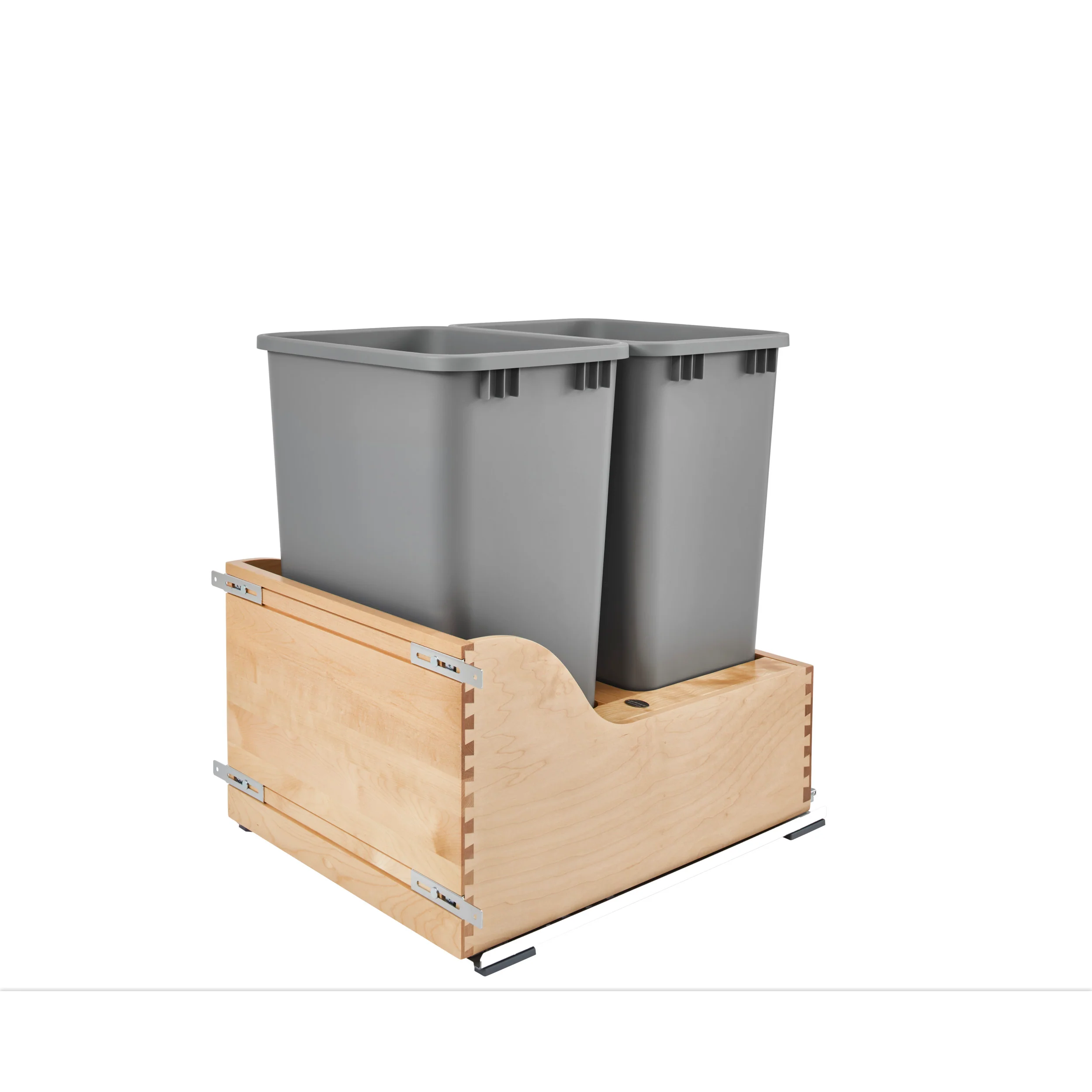 Double 50 Qrt Bottom mount Waste Container Natural 18 in (457 mm) W x 21.75 in (552 mm) D x 24.25 in (616 mm) H - Image 7