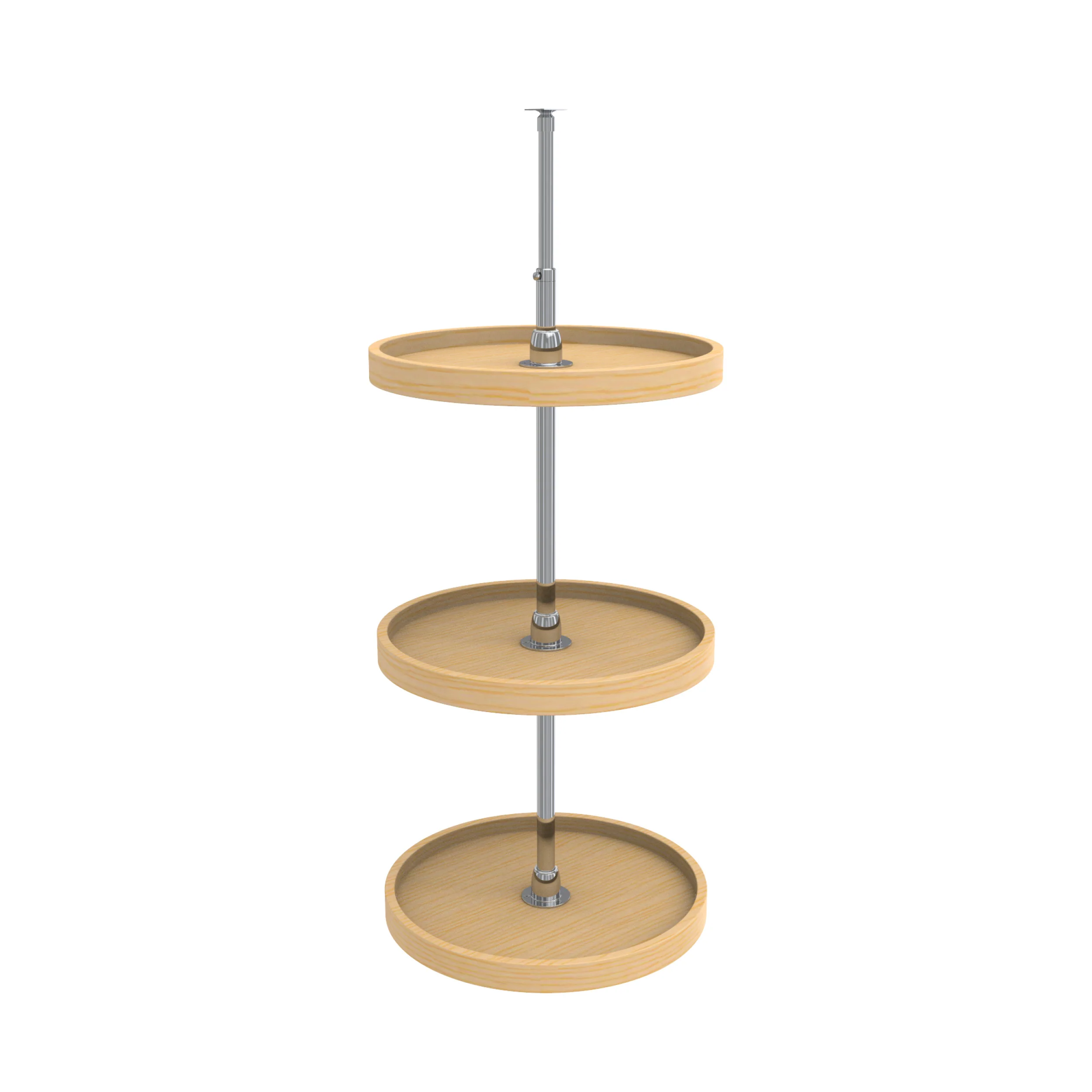 18 in Wood Full Circle Lazy Susans 3-Shelf w/long post Natural  18 in (457 mm) W x 18 in (457 mm) D x 38 in (965 mm) H - Image 3