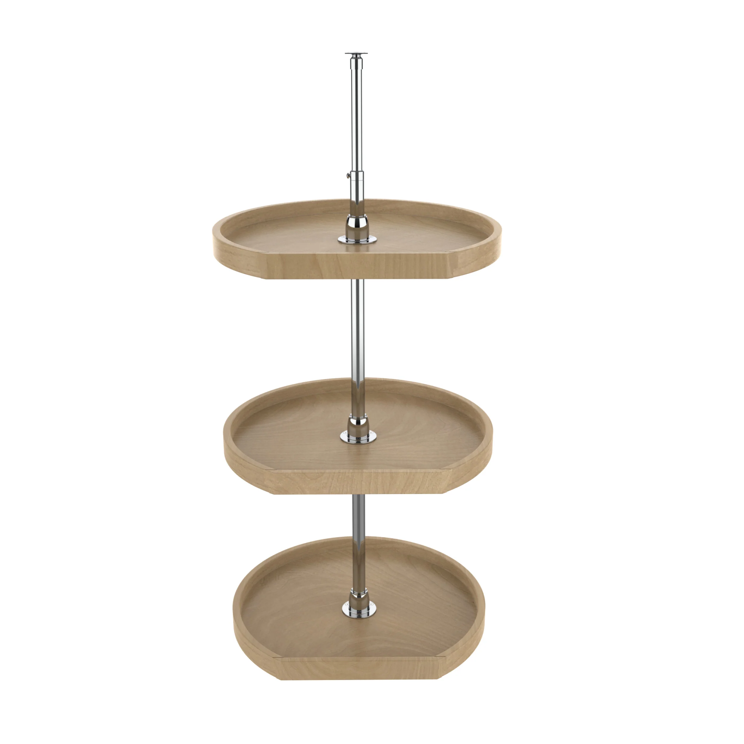 20 in Wood D-Shape Lazy Susans w/long post Natural 20 in (508 mm) W x 20 in (508 mm) D x 38 in (965 mm) H - Image 2