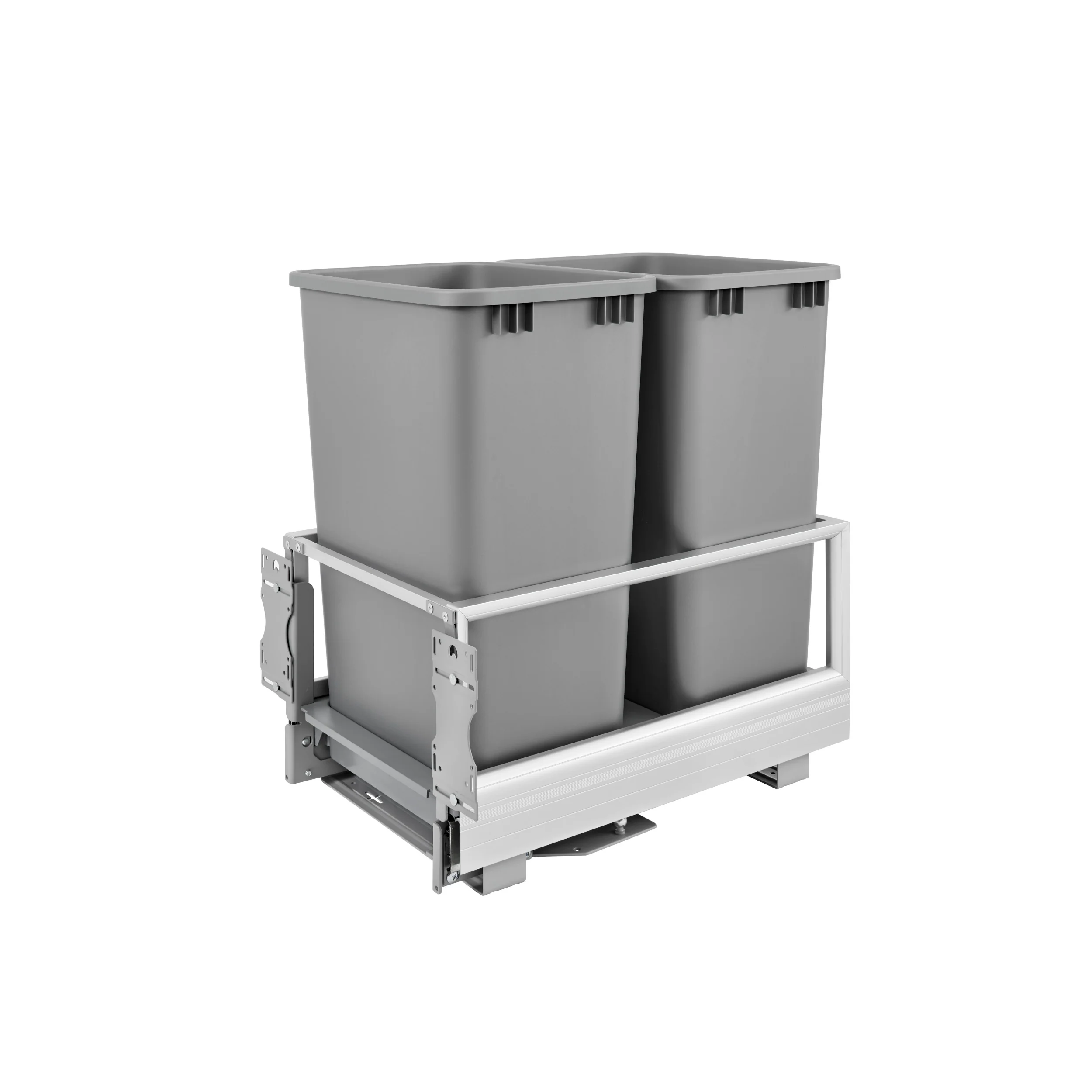 Double 50 Qrt Pull-Out Waste Container w/Rev-A-Motion Silver  15.6 in (396 mm) W x 22 in (559 mm) D x 23.5 in (597 mm) H - Image 8
