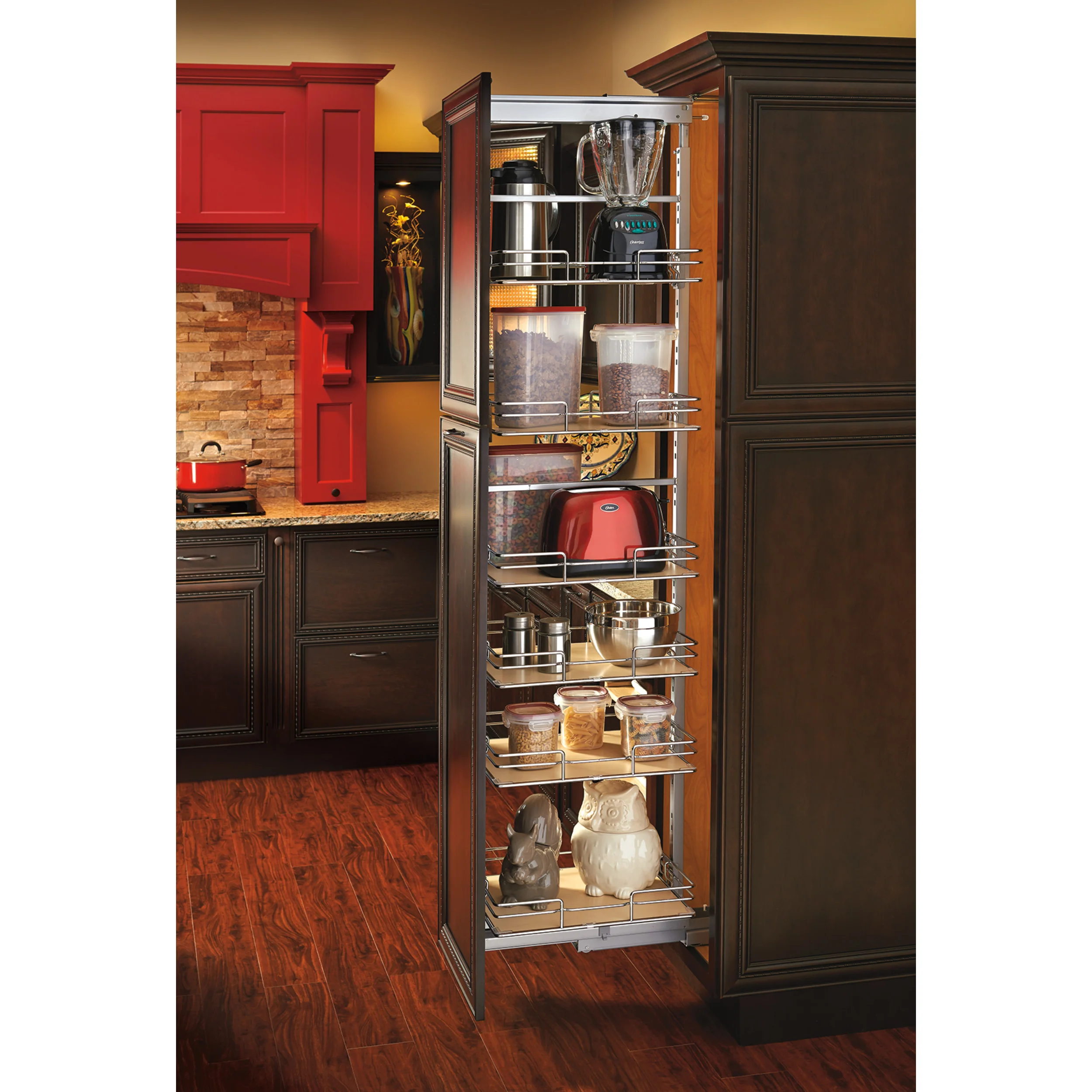 9 in Extra Tall Pullout Maple Pantry w/Soft-Close Chrome 8.63 in (219 mm) W x 19.5 in (495 mm) D x 74.88 in (1902 mm) H - Image 4
