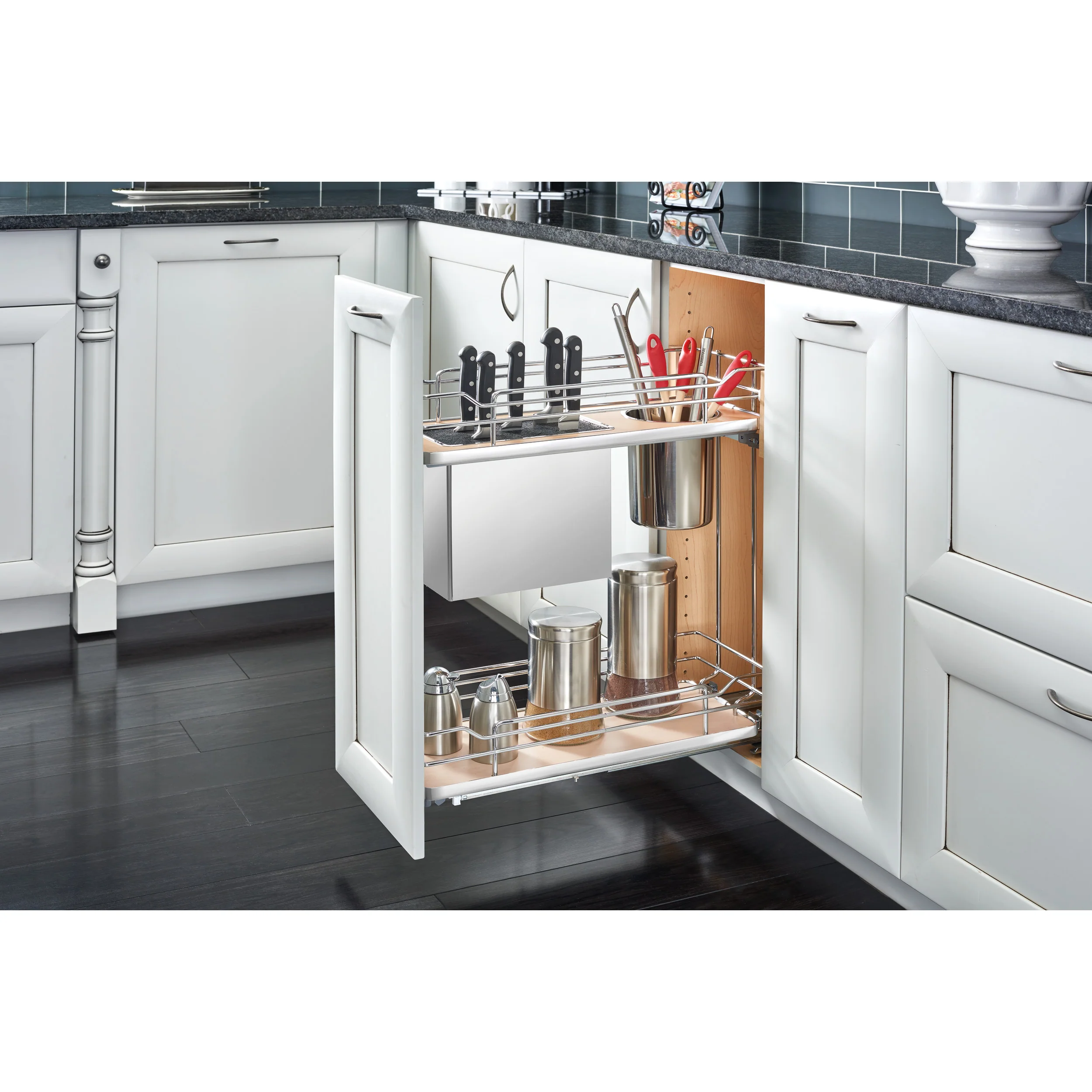 Two-Tier Knife Organizer with Blum Soft-Close Natural  8.75 in (222 mm) W x 21.69 in (551 mm) D x 24 in (610 mm) H - Image 2