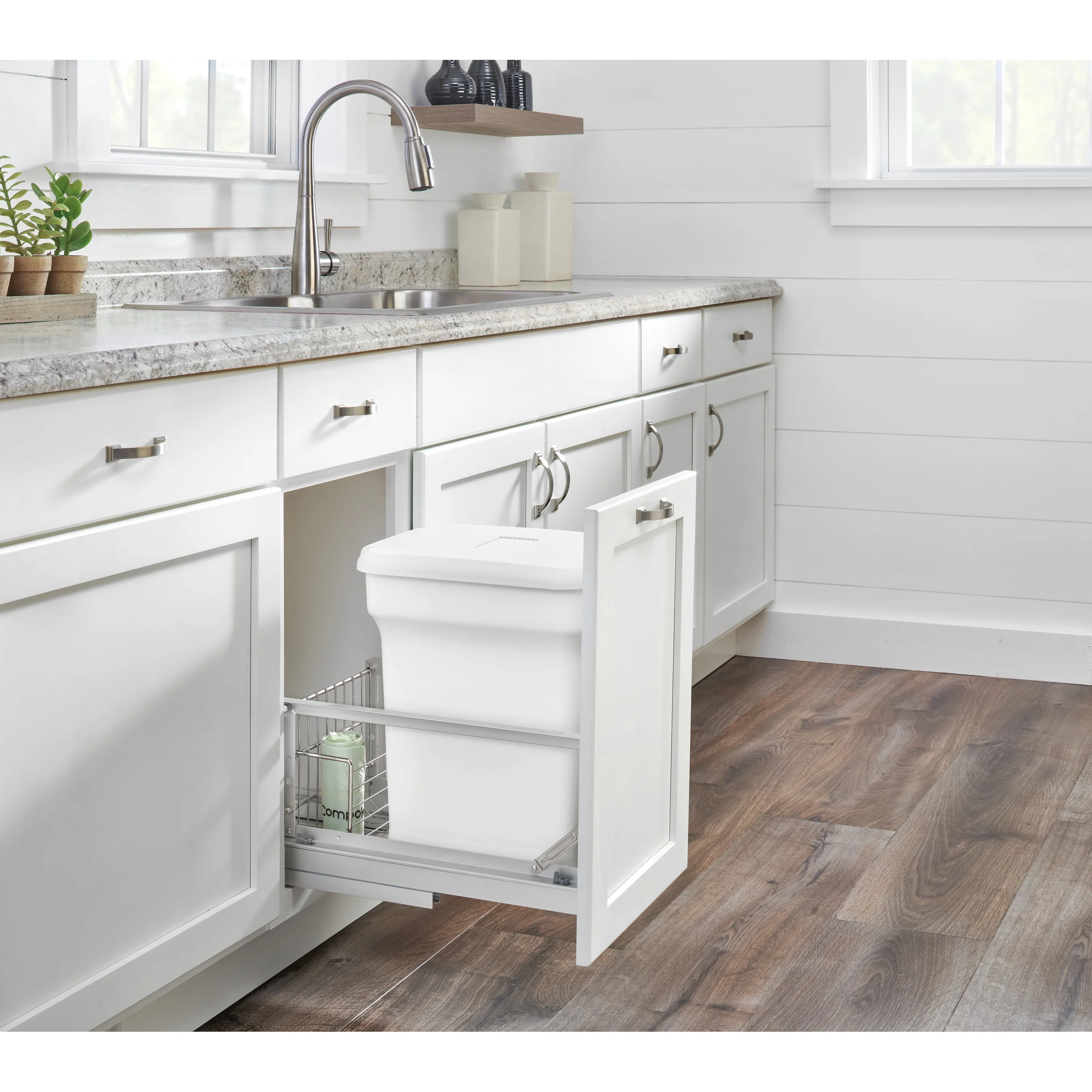 Aluminum Pull-Out White Compost bin White  10.81 in (275 mm) W x 18 in (457 mm) D x 18.06 in (459 mm) H - Image 2