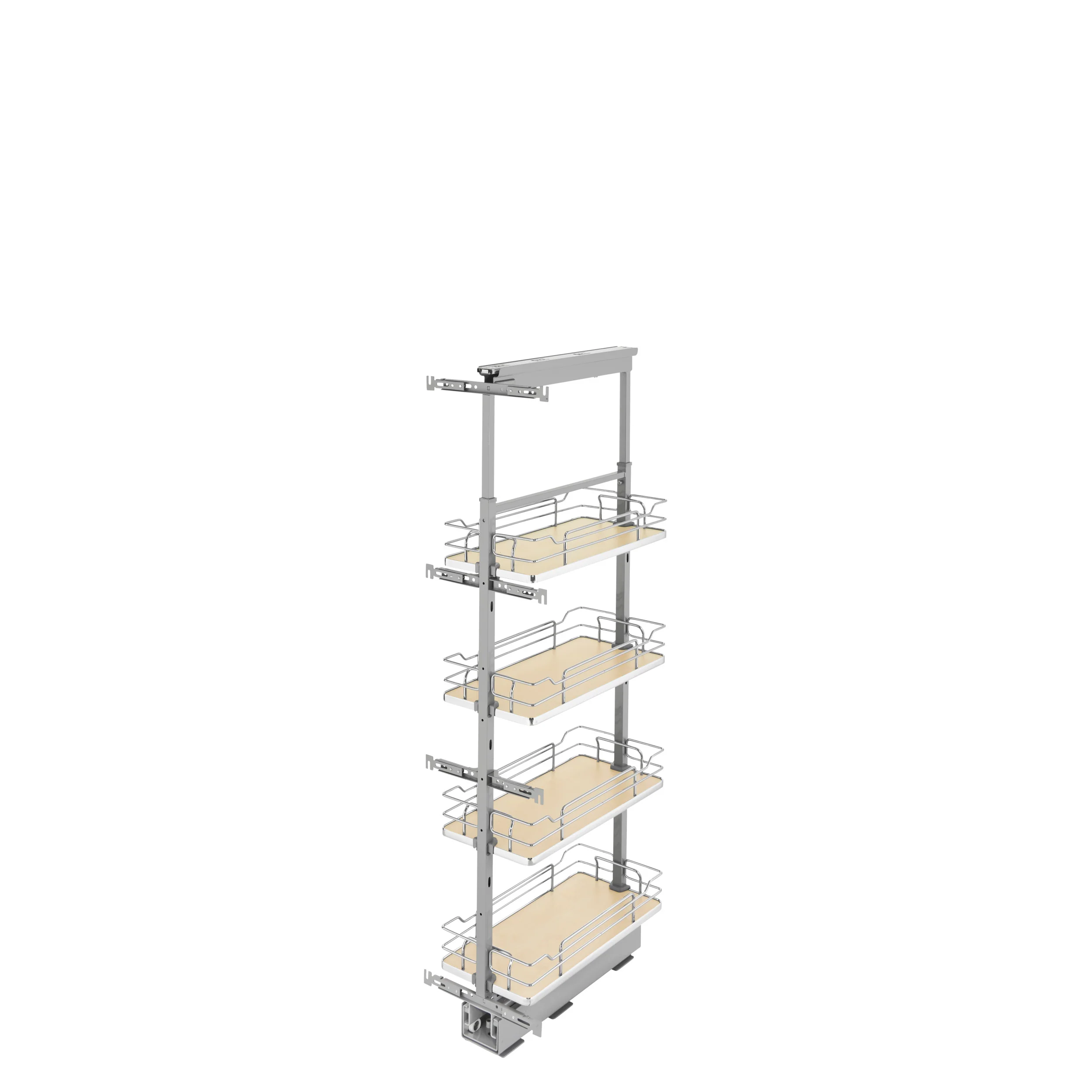 10 in Chrome Solid Bottom Pantry Pullout Soft Close Natural 10.25 in (260 mm) W x 21.69 in (551 mm) D x 50.75 in (1289 mm) H - Image 2