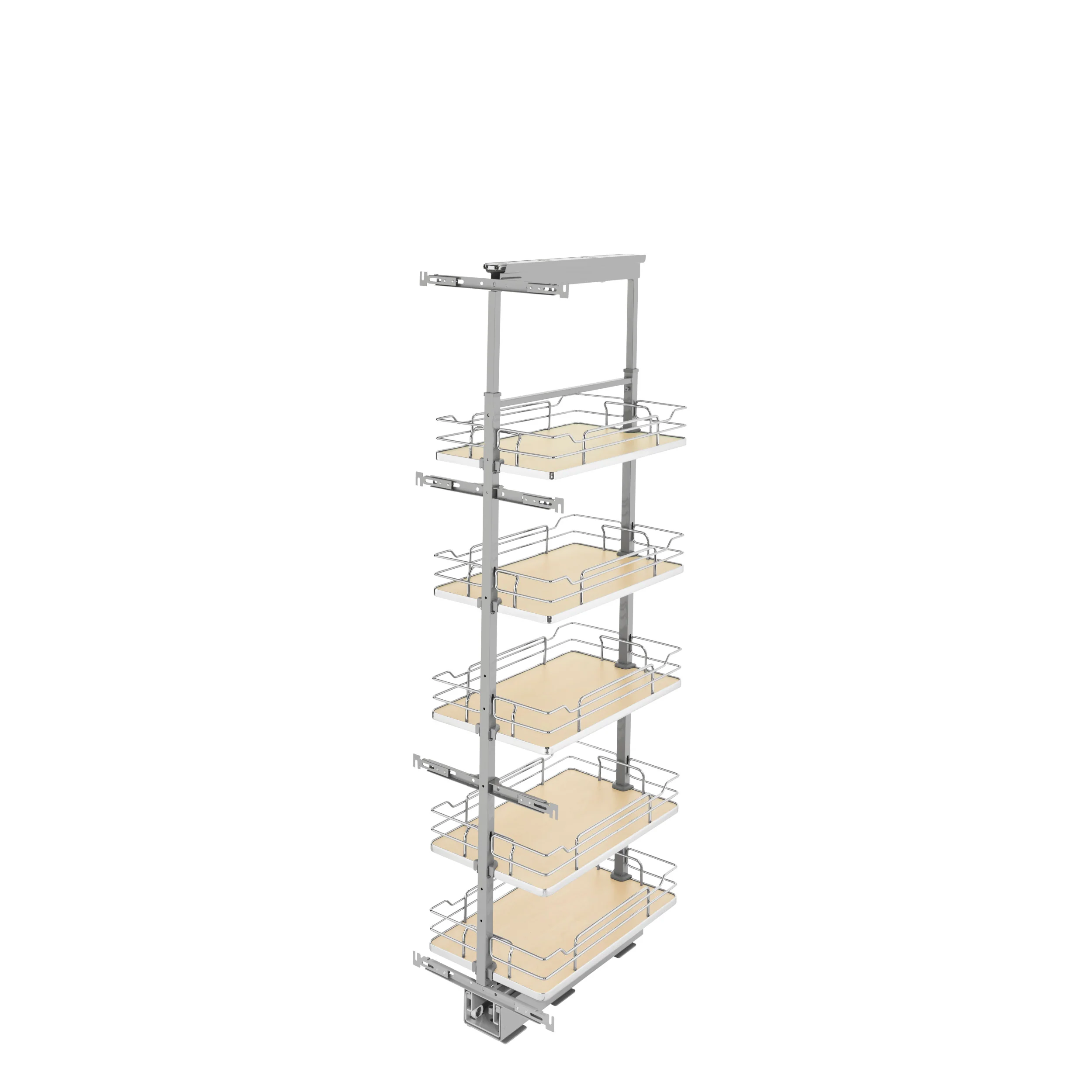 13 in Chrome Solid Bottom Pantry Pullout Soft Close Natural  13.25 in (337 mm) W x 21.69 in (551 mm) D x 50.75 in (1289 mm) H - Image 3