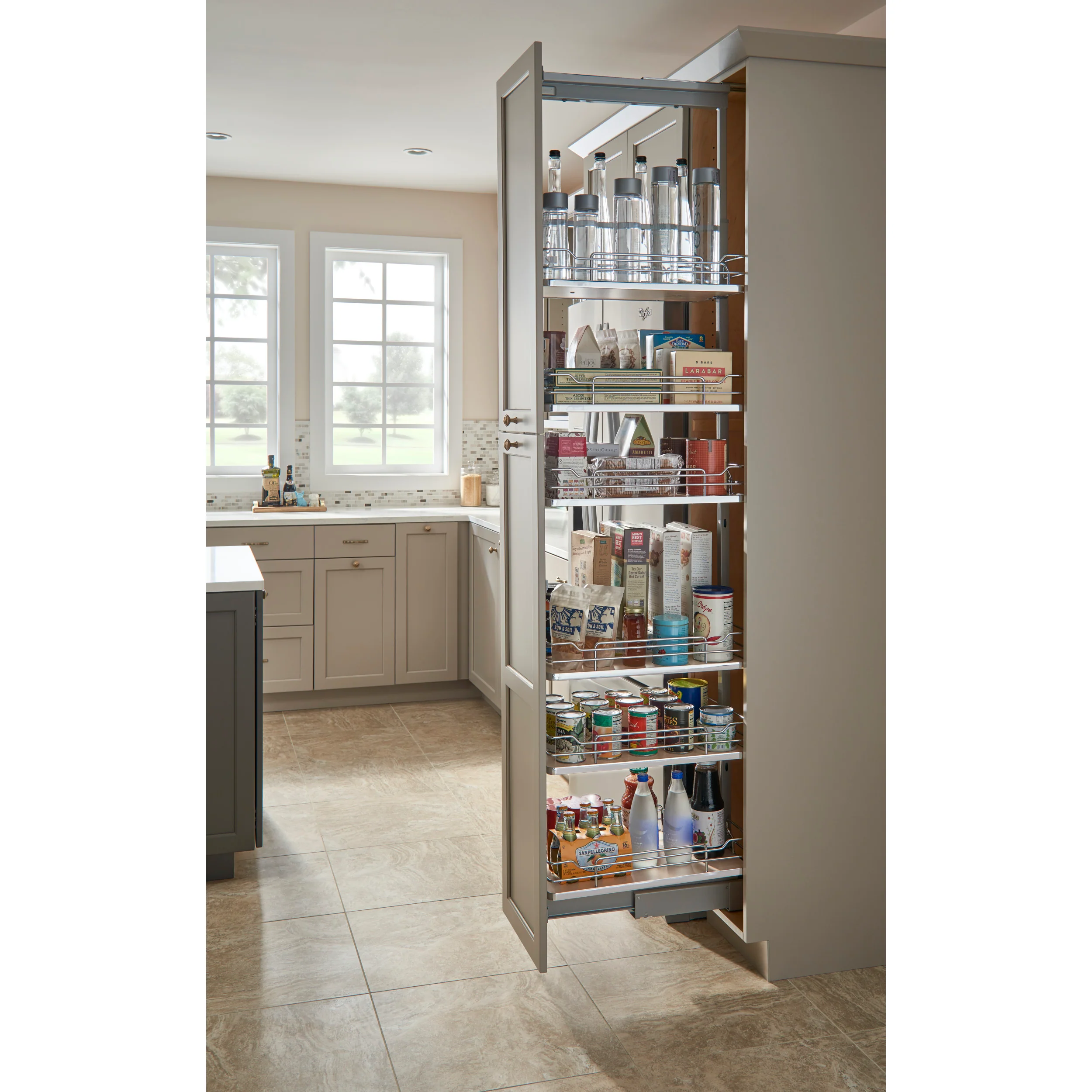 19 in Chrome Solid Bottom Pantry Pullout Soft Close Gray 19.25 in (489 mm) W x 21.69 in (551 mm) D x 50.75 in (1289 mm) H - Image 6