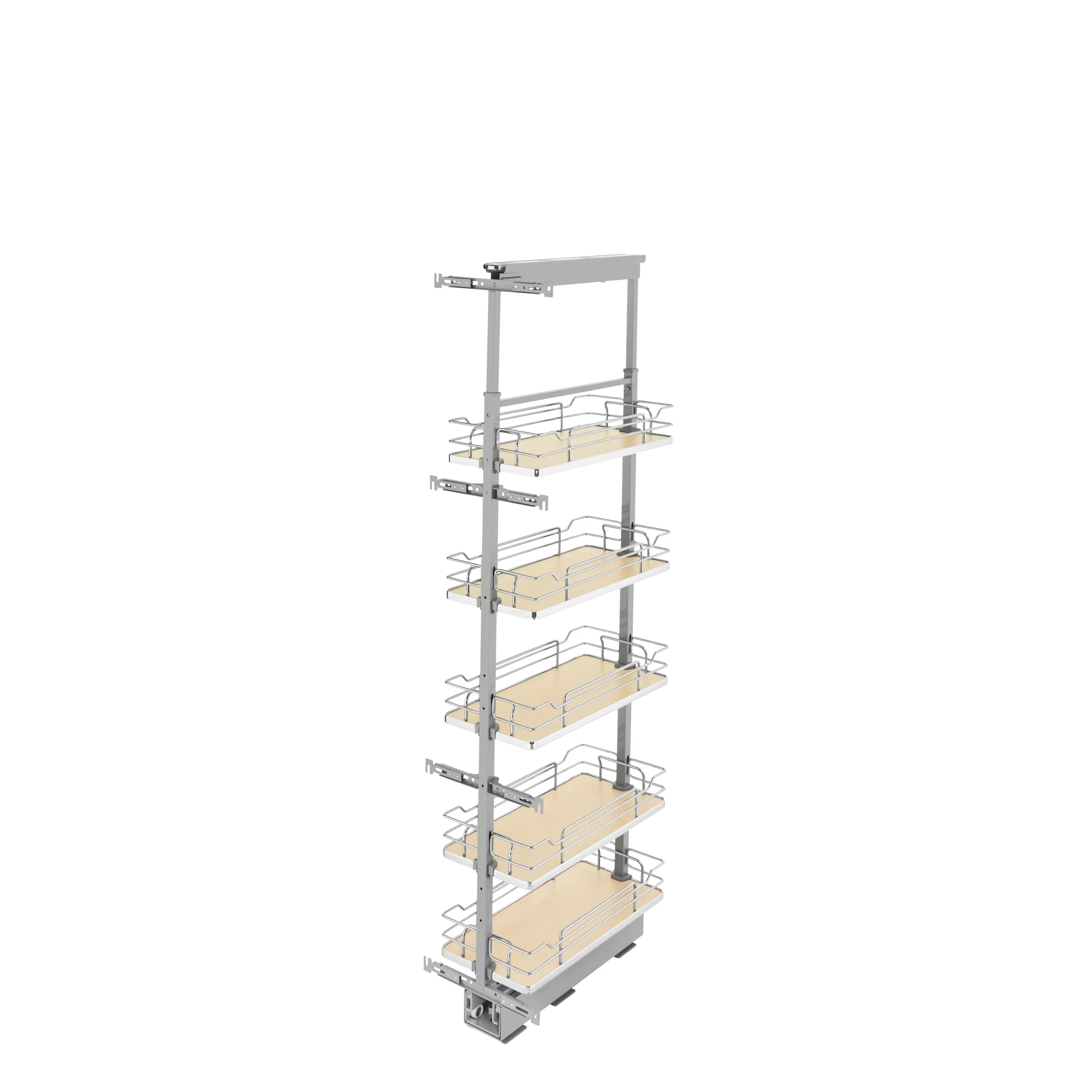 10 in Chrome Solid Bottom Pantry Pullout Soft Close Natural 10.25 in (260 mm) W x 21.69 in (551 mm) D x 58.25 in (1480 mm) H - Image 2