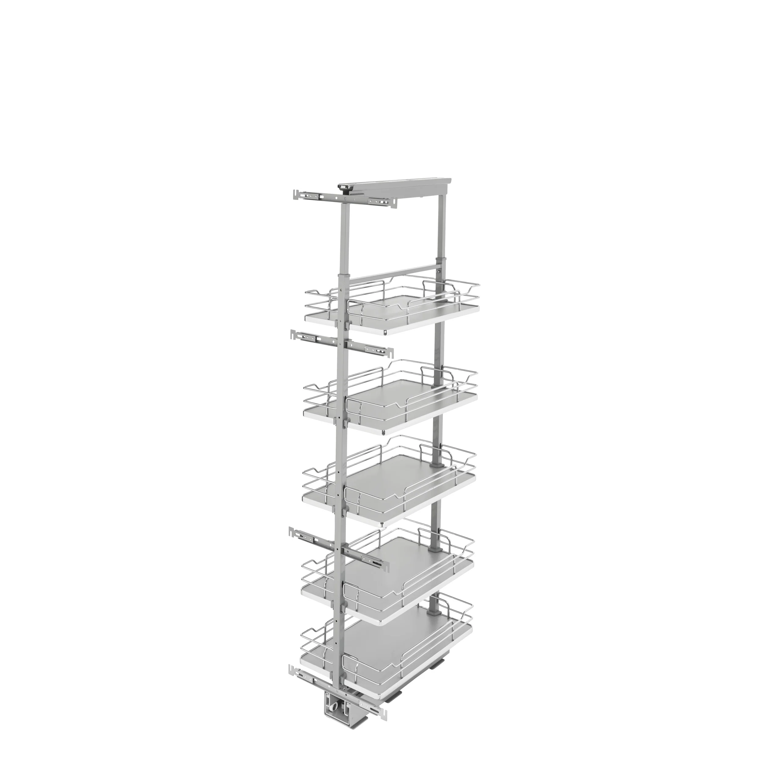 13 in Chrome Solid Bottom Pantry Pullout Soft Close Gray 13.25 in (337 mm) W x 21.68 in (551 mm) D x 58.25 in (1480 mm) H - Image 5
