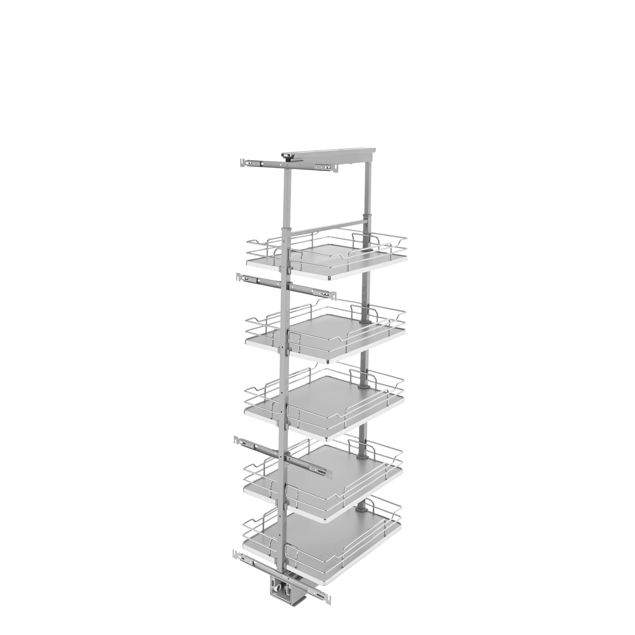16 in Chrome Solid Bottom Pantry Pullout Soft Close Gray 16.25 in (413 mm) W x 21.67 in (550 mm) D x 58.25 in (1480 mm) H - Image 4
