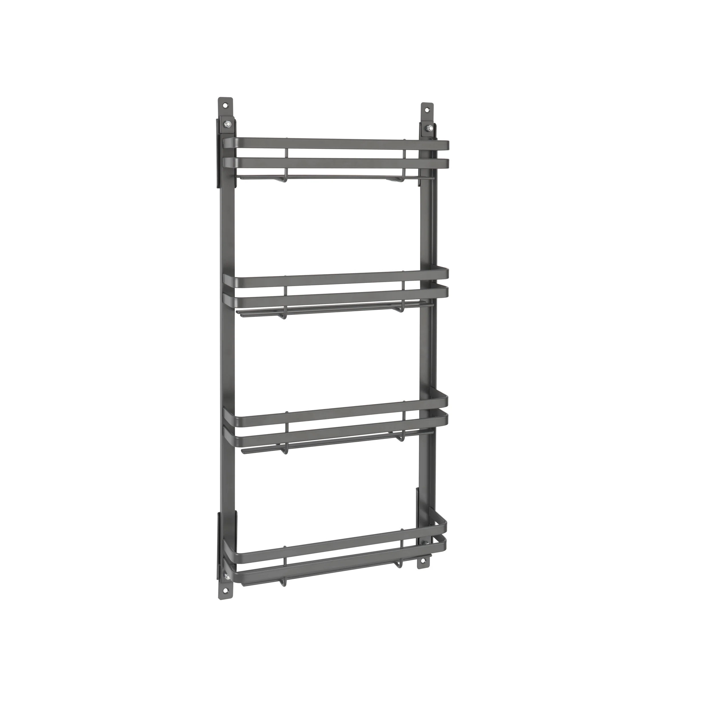 Medium Flat Metal Door mount Spice Rack Orion Gray 10.63 in (270 mm) W x 2.48 in (63 mm) D x 23.35 in (593 mm) H - Image 2