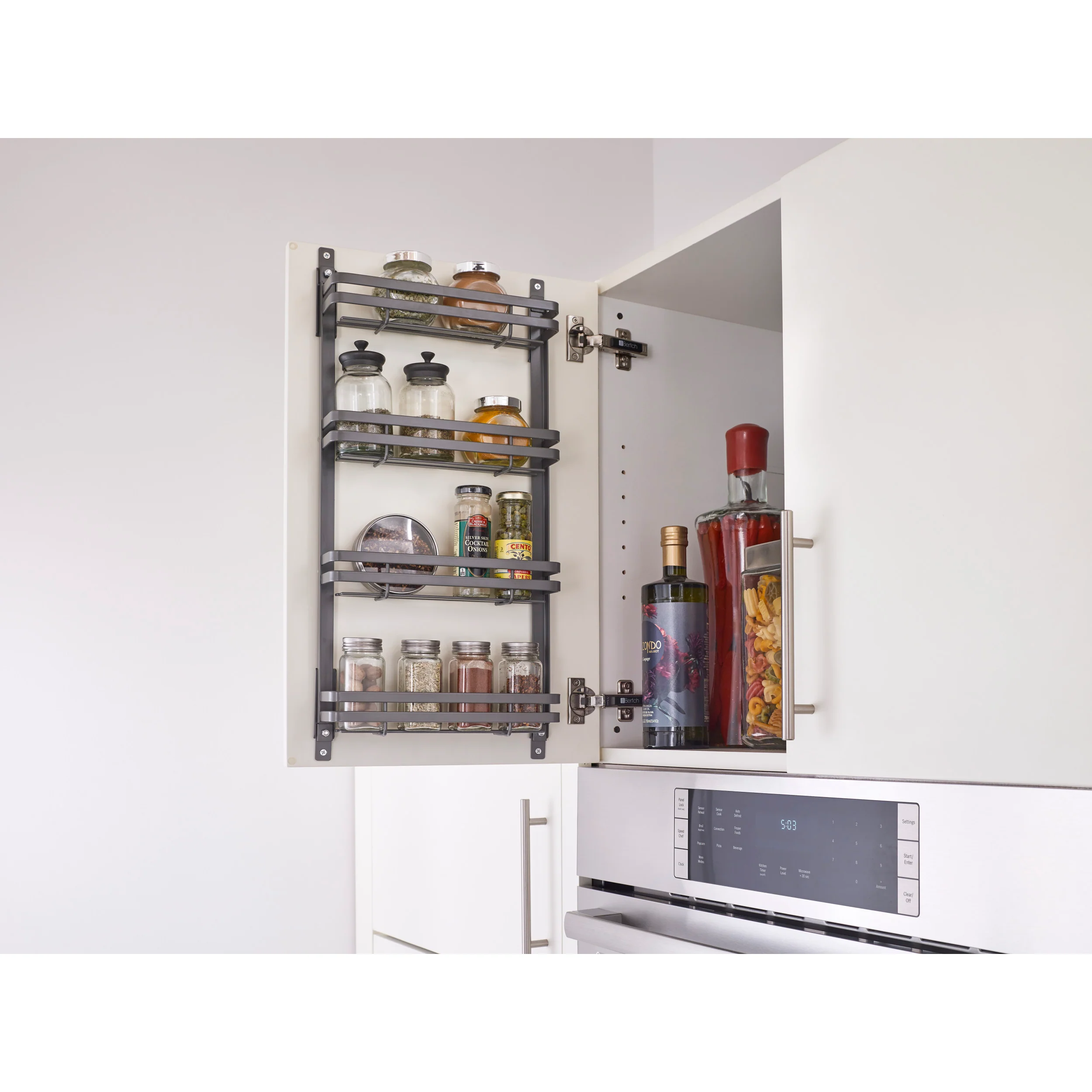 Medium Flat Metal Door mount Spice Rack Orion Gray 10.63 in (270 mm) W x 2.48 in (63 mm) D x 23.35 in (593 mm) H - Image 4