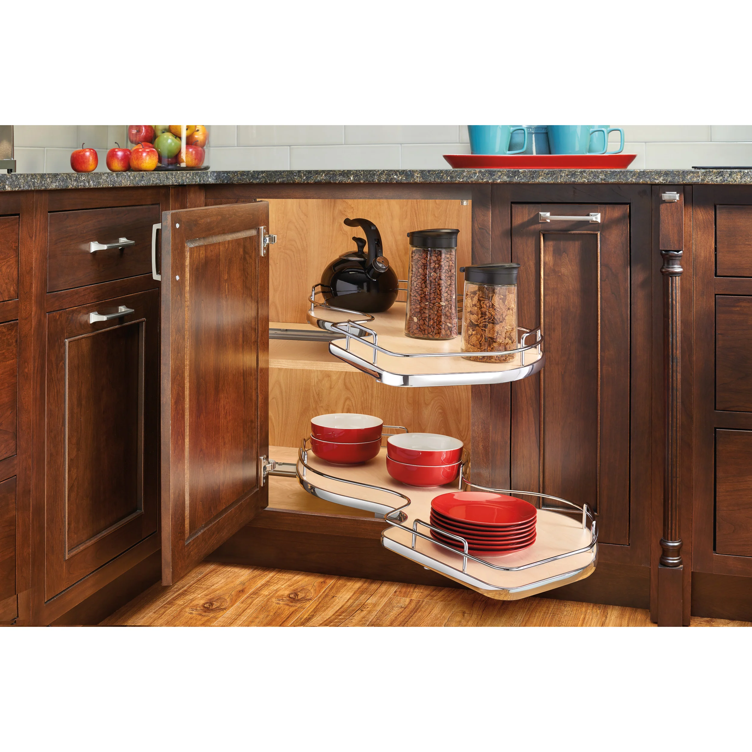 18 in Two-Tier Organizer for a Blind Left Natural  37.63 in (956 mm) W x 21.56 in (548 mm) D x 24.44 in (621 mm) H - Image 3