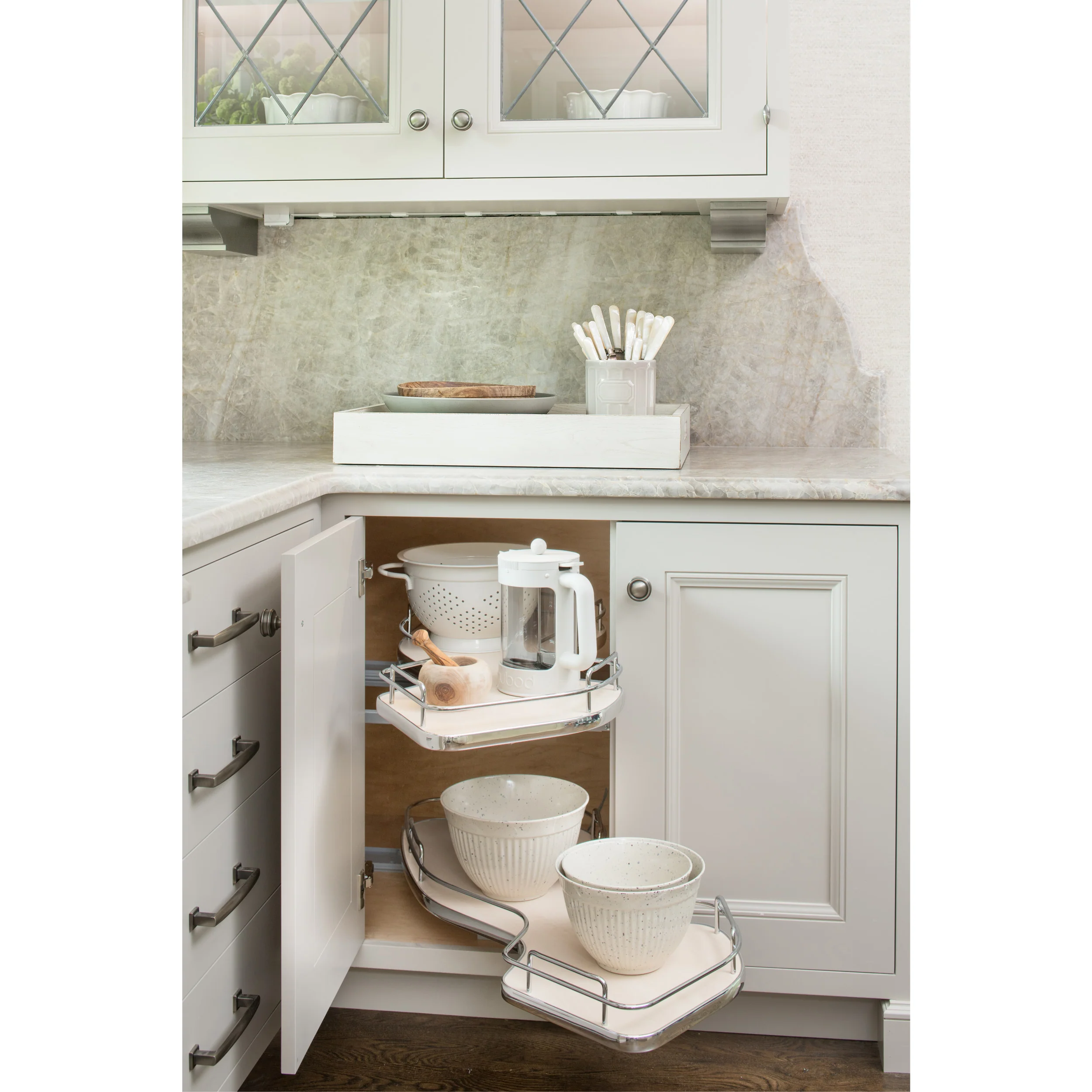 18 in Two-Tier Organizer for a Blind Left Natural  37.63 in (956 mm) W x 21.56 in (548 mm) D x 24.44 in (621 mm) H - Image 6