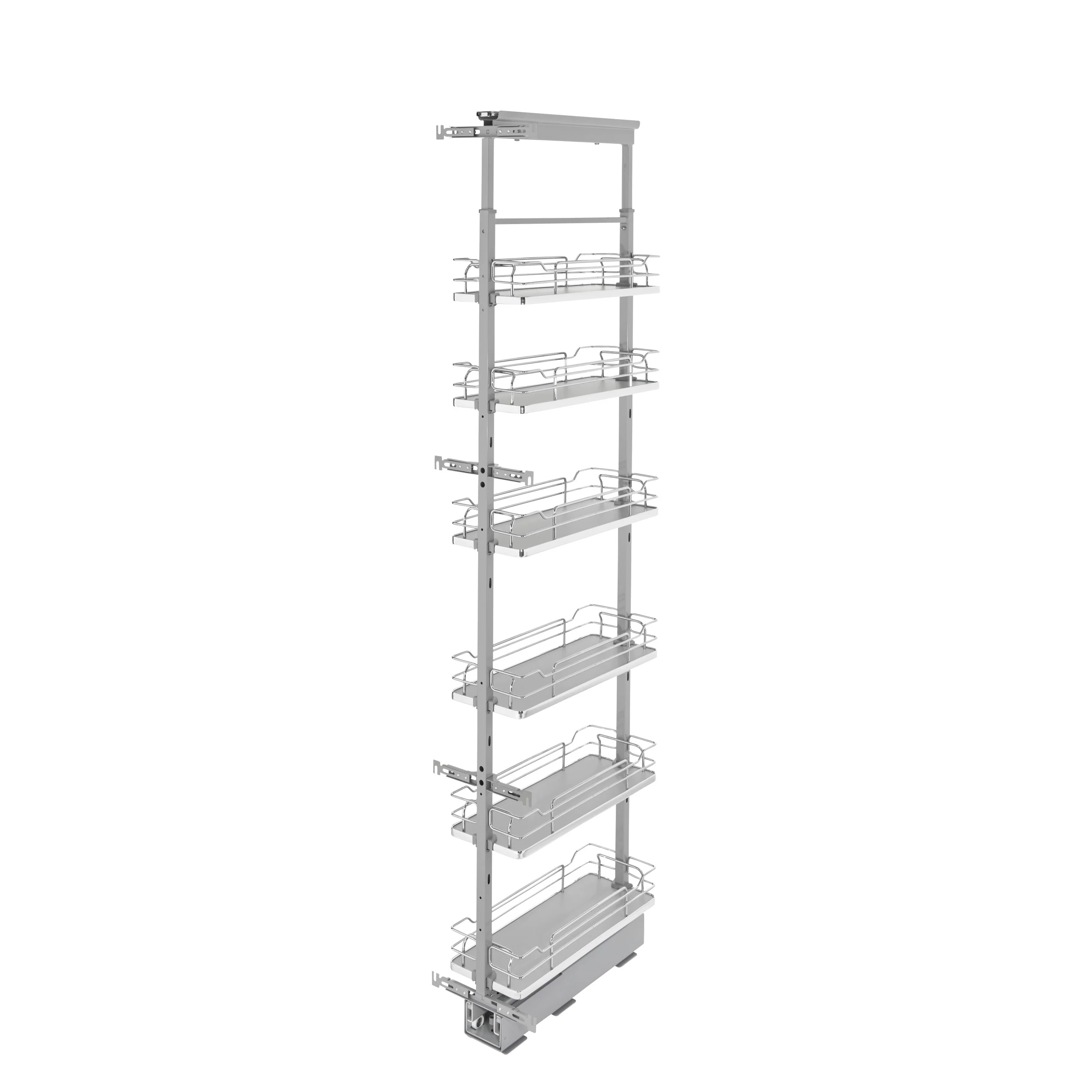8 in Chrome Solid Bottom Pantry Pullout Soft Close Gray 8.25 in (210 mm) W x 21.69 in (551 mm) D x 73.63 in (1870 mm) H - Image 3
