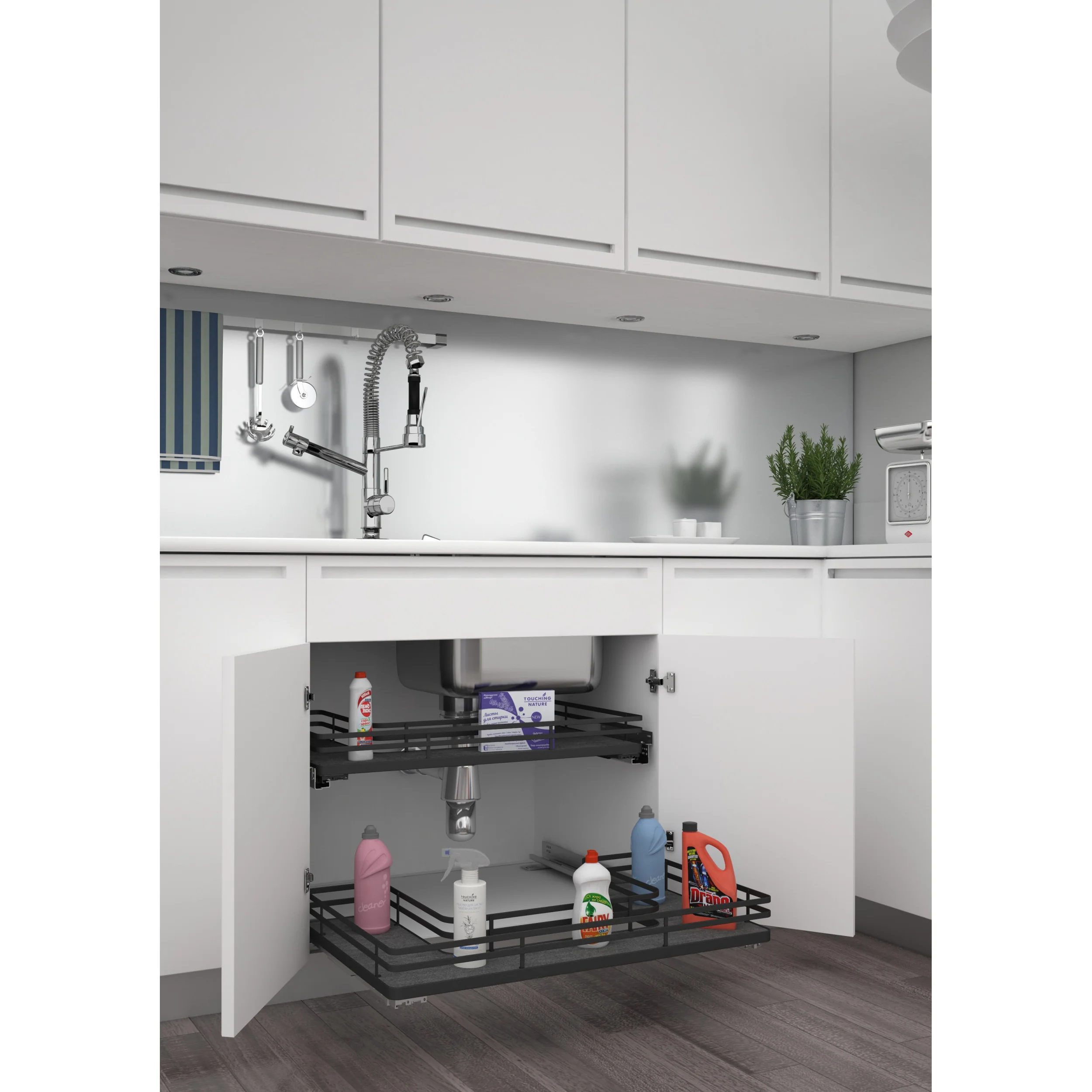 30 in Orion Gray U-Shaped Solid Bottom Pull Out w/ Soft-Close Gray 29.69 in (754 mm) W x 21.69 in (551 mm) D x 5.75 in (146 mm) H - Image 3