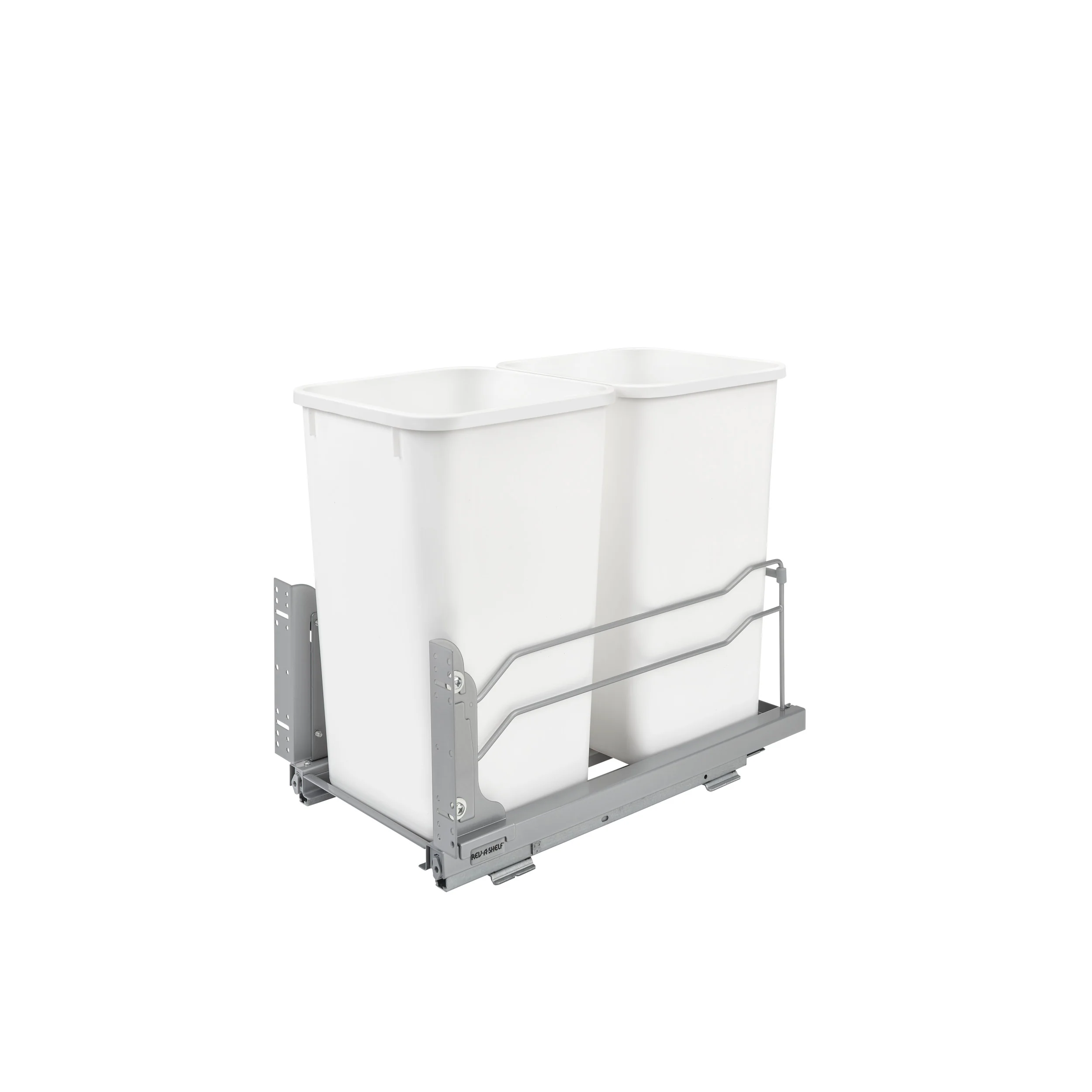 Double 27 Qrt Pull-Out Waste Container Soft-Close White 11.26 in (286 mm) W x 22.09 in (561 mm) D x 18.94 in (481 mm) H