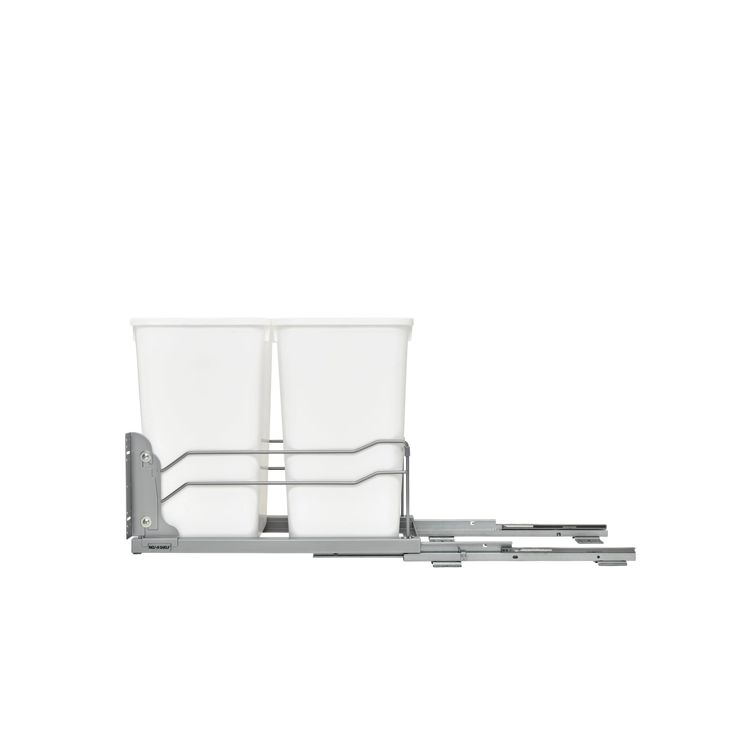 Double 27 Qrt Pull-Out Waste Container Soft-Close White 11.26 in (286 mm) W x 22.09 in (561 mm) D x 18.94 in (481 mm) H - Image 9