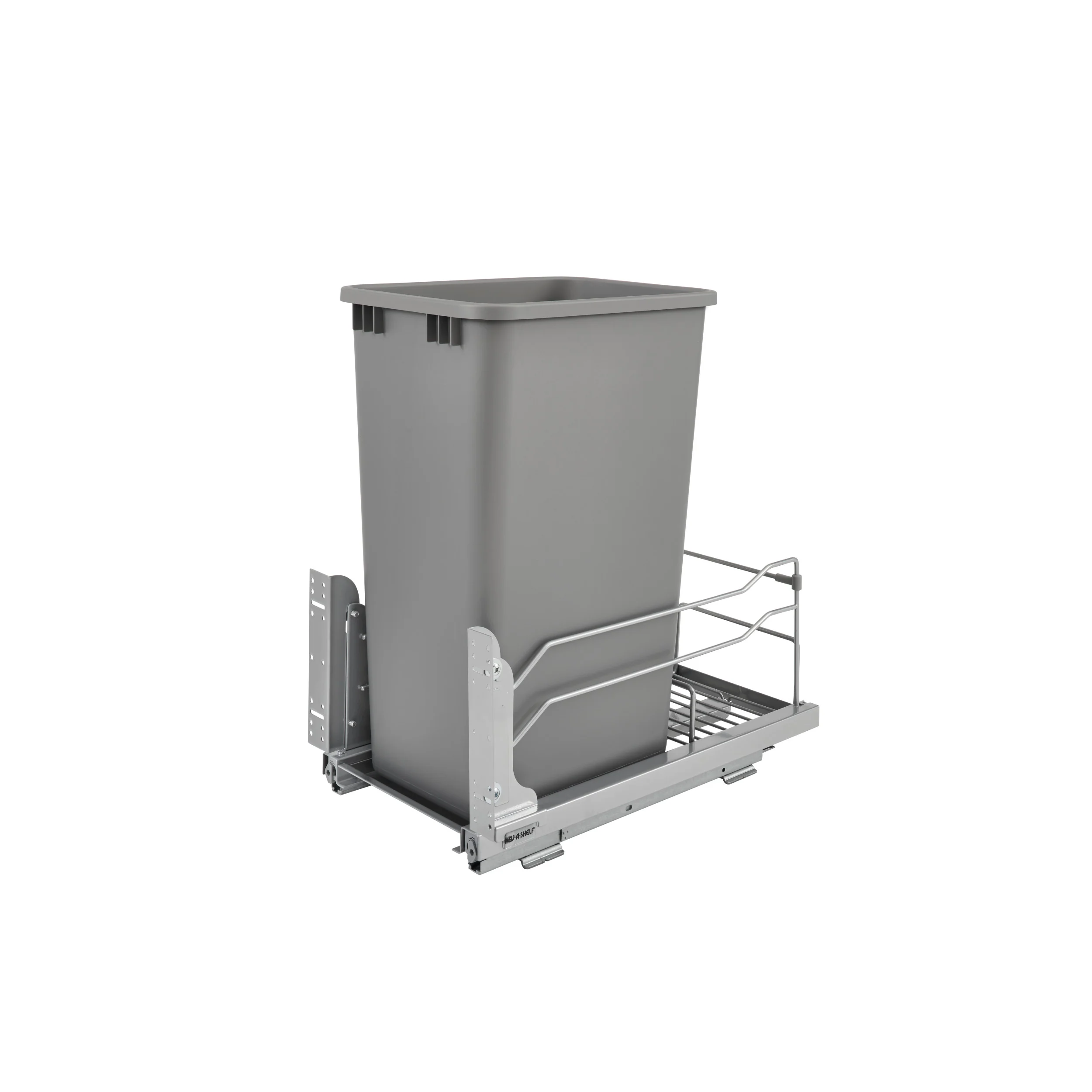50 Qrt Pull-Out Waste Container Soft-Close Metallic Silver  10.88 in (276 mm) W x 22.25 in (565 mm) D x 22.88 in (581 mm) H - Image 9