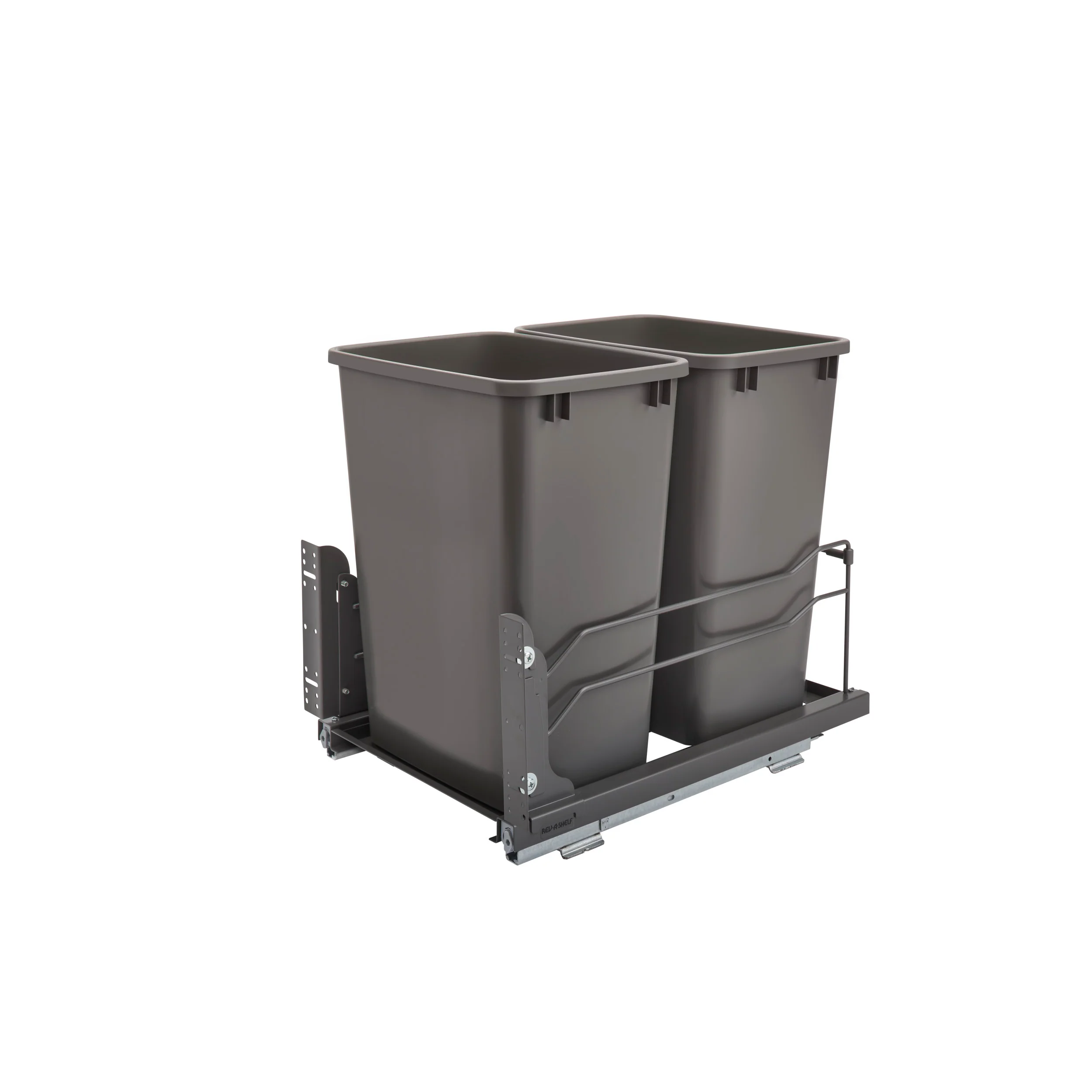 Double 35 Qrt Pull-out Waste Container Soft-Close Gray 14.38 in (365 mm) W x 22.25 in (565 mm) D x 19 in (483 mm) H - Image 6