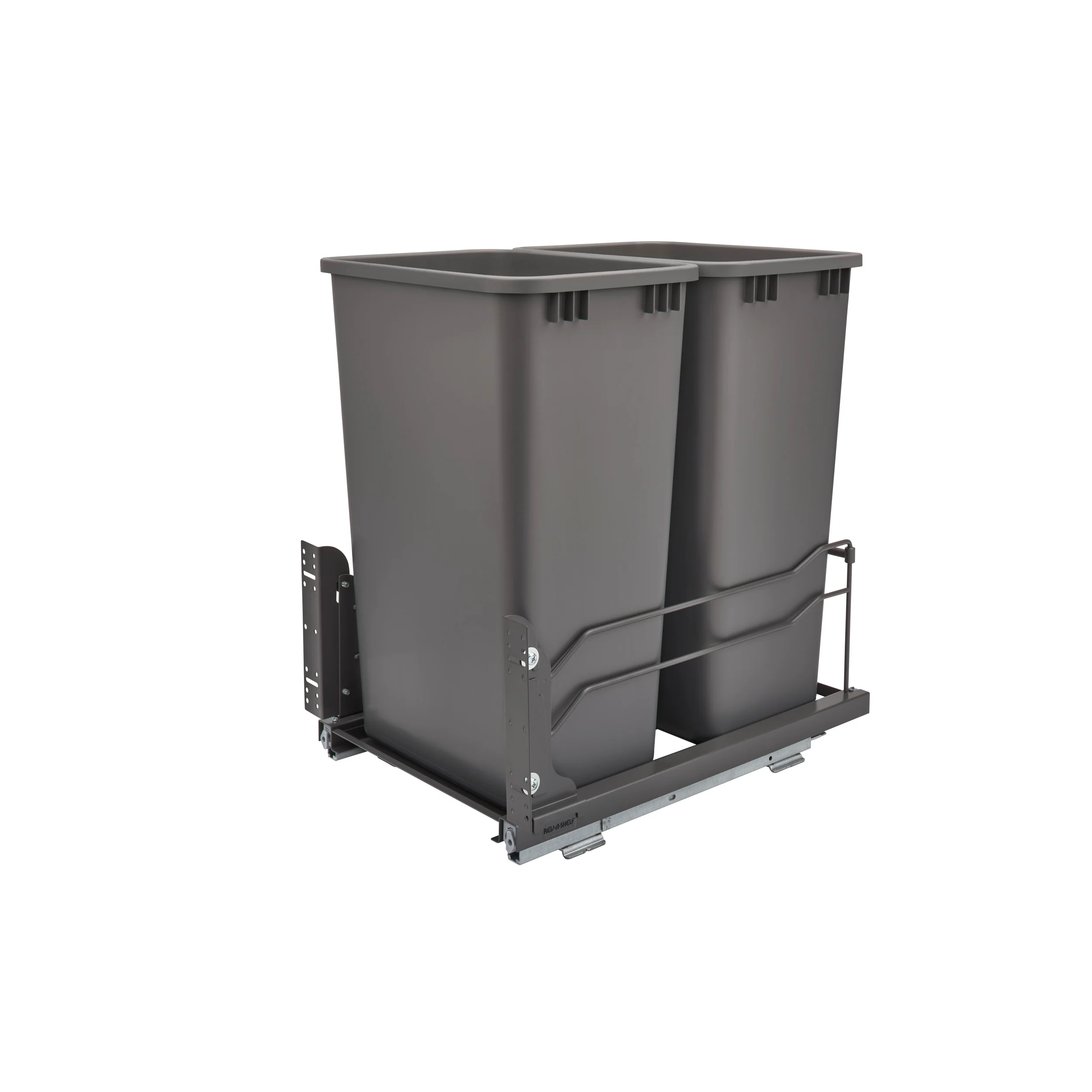 Double 50 Qrt Pull-out Waste Container Soft-Close Gray 14.75 in (375 mm) W x 22.25 in (565 mm) D x 22.88 in (581 mm) H - Image 2