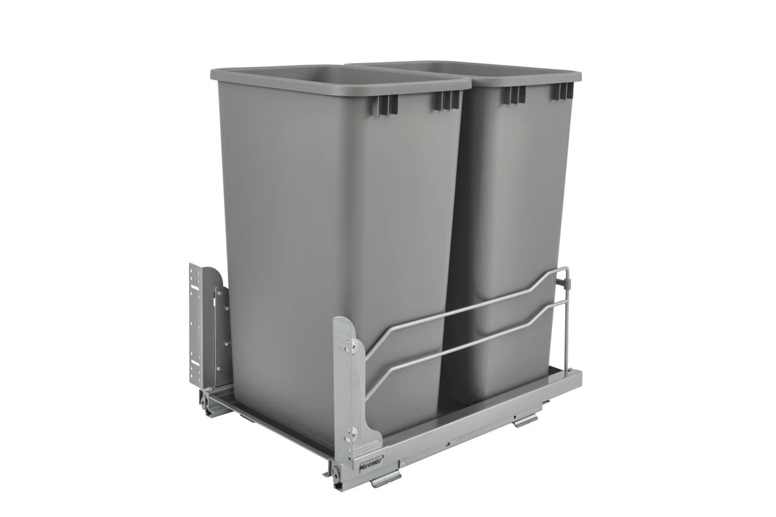 Double 50 Qrt Pull-out Waste Container Soft-Close Metallic Silver 14.75 in (375 mm) W x 22.25 in (565 mm) D x 22.88 in (581 mm) H - Image 15