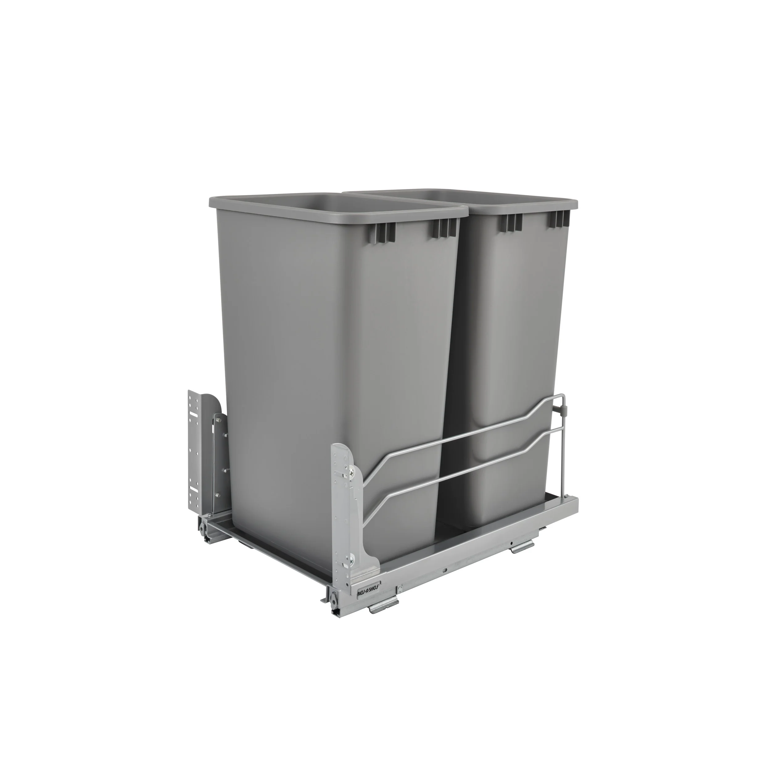 Double 50 Qrt Pull-out Waste Container Soft-Close Metallic Silver 14.75 in (375 mm) W x 22.25 in (565 mm) D x 22.88 in (581 mm) H - Image 4