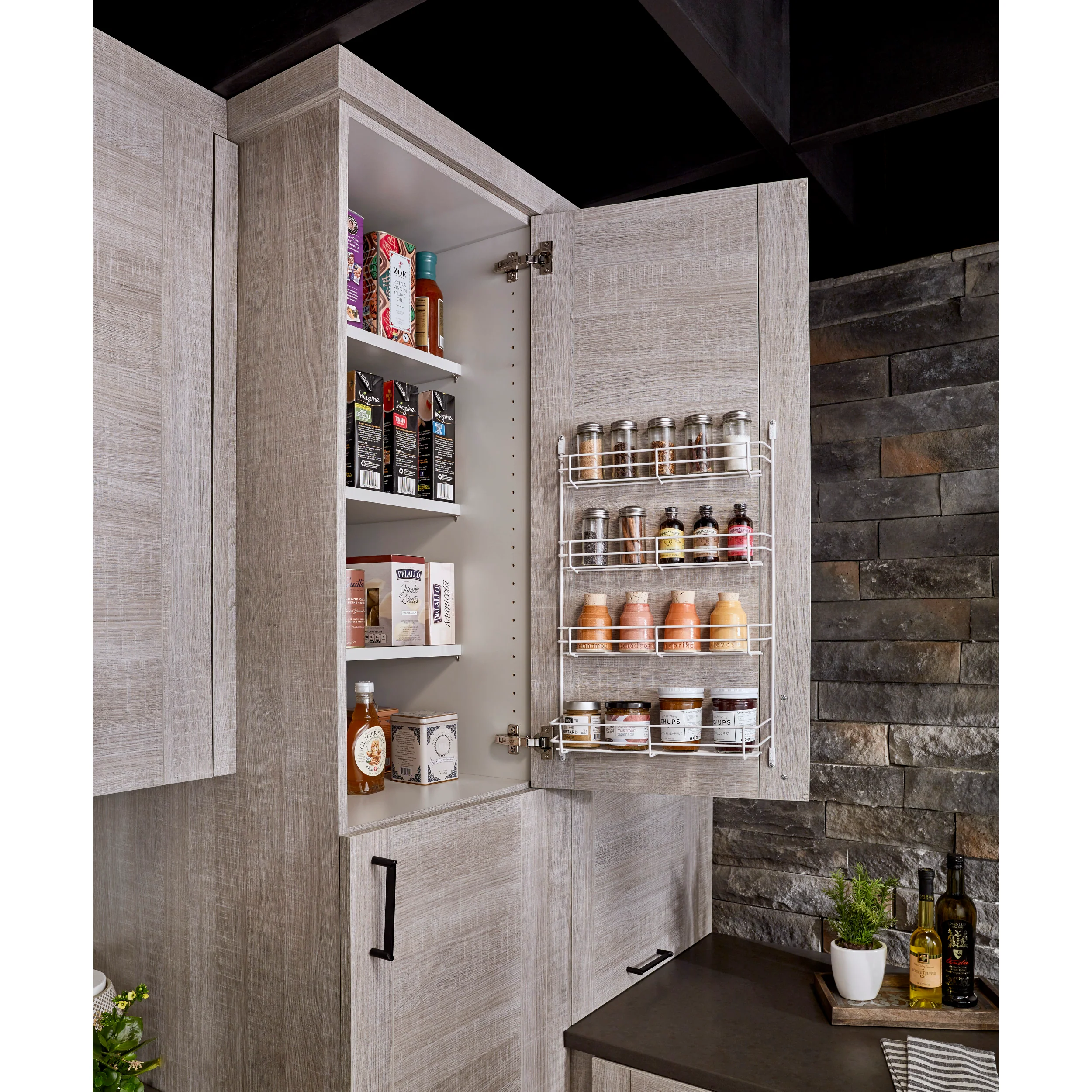 14 in Door Mount Spice Rack White 13.63 in (346 mm) W x 2.38 in (60 mm) D x 21.38 in (543 mm) H - Image 2